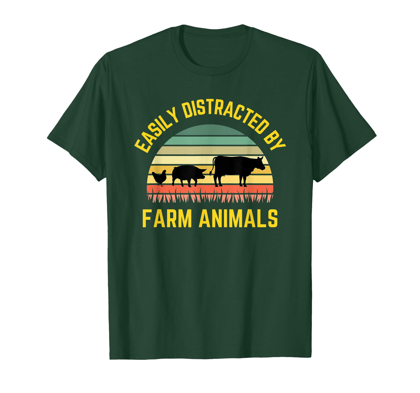 Funny Farmer Easily Distracted By Farm Animals Barnyard Cow T-Shirt