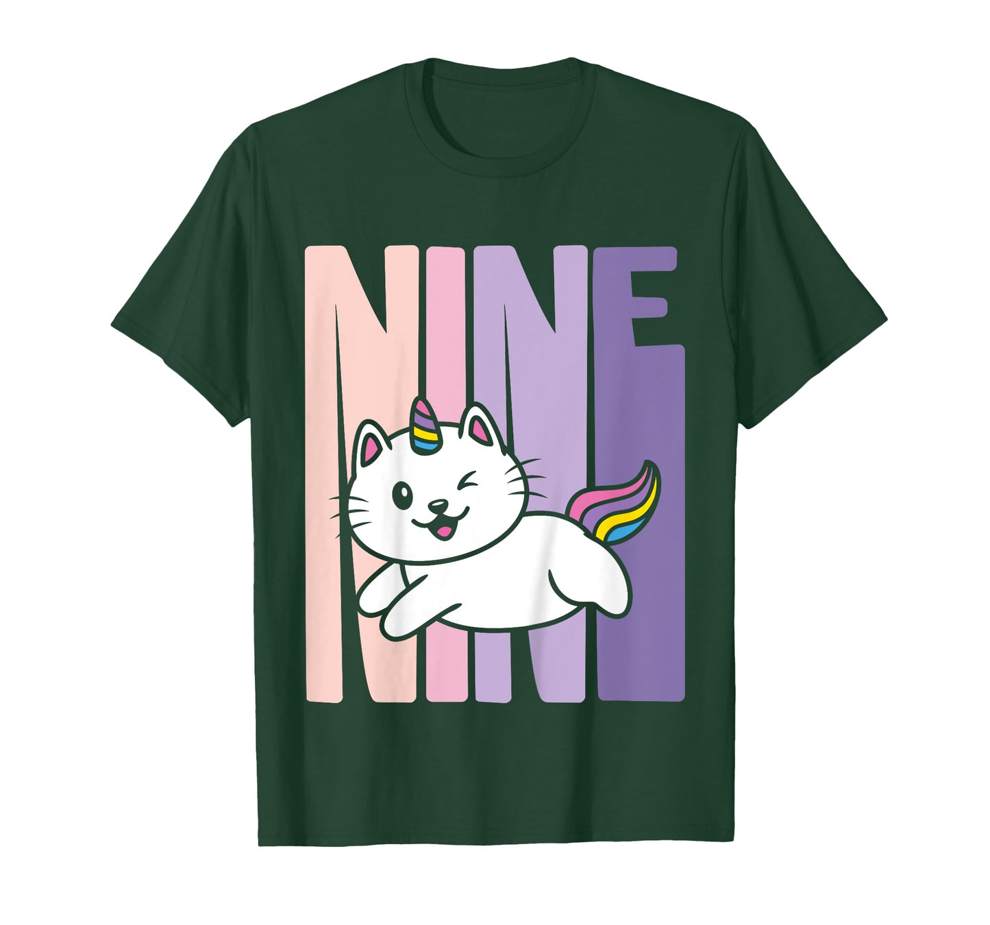 9 Year Old Cute Caticorn Cat Unicorn Birthday Girl B-day T-Shirt