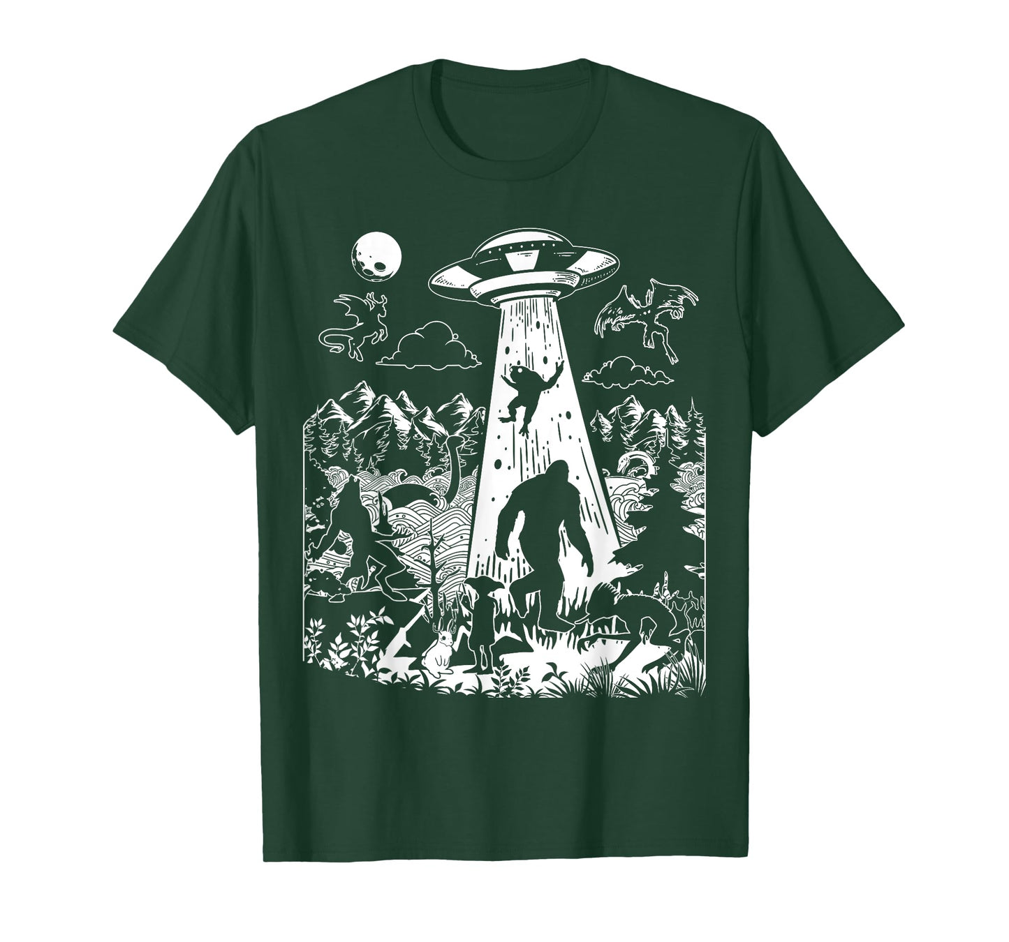 Mothman Bigfoot Dogman Alien Loch Ness All Cryptid Monsters T-Shirt