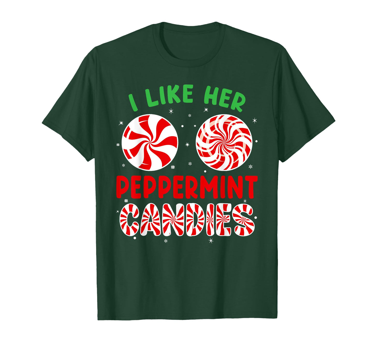 Funny Couples Matching Christmas Shirt - I Like Her Peppermint Candies - Unisex-Adults - Black - Small - Short Sleeve - T-Shirt