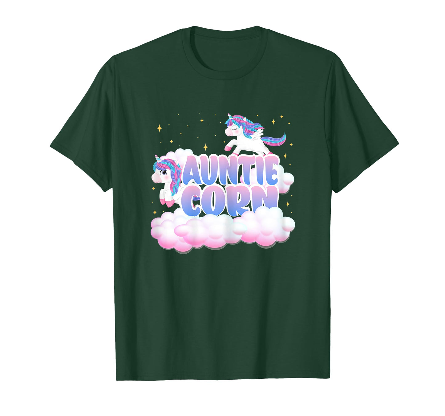 Auntie Corn Unicorn Clouds Unicorns Themed Birthday T-Shirt
