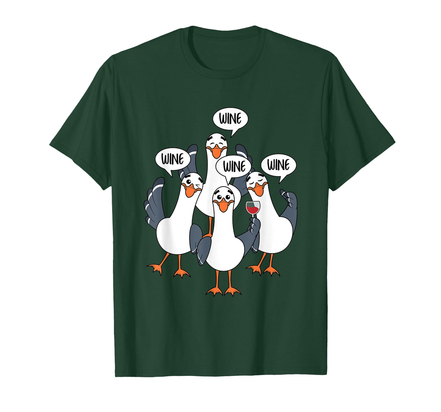 Seagull Wine Funny Bird Lover Drinking Enthusiast Women Gift T-Shirt