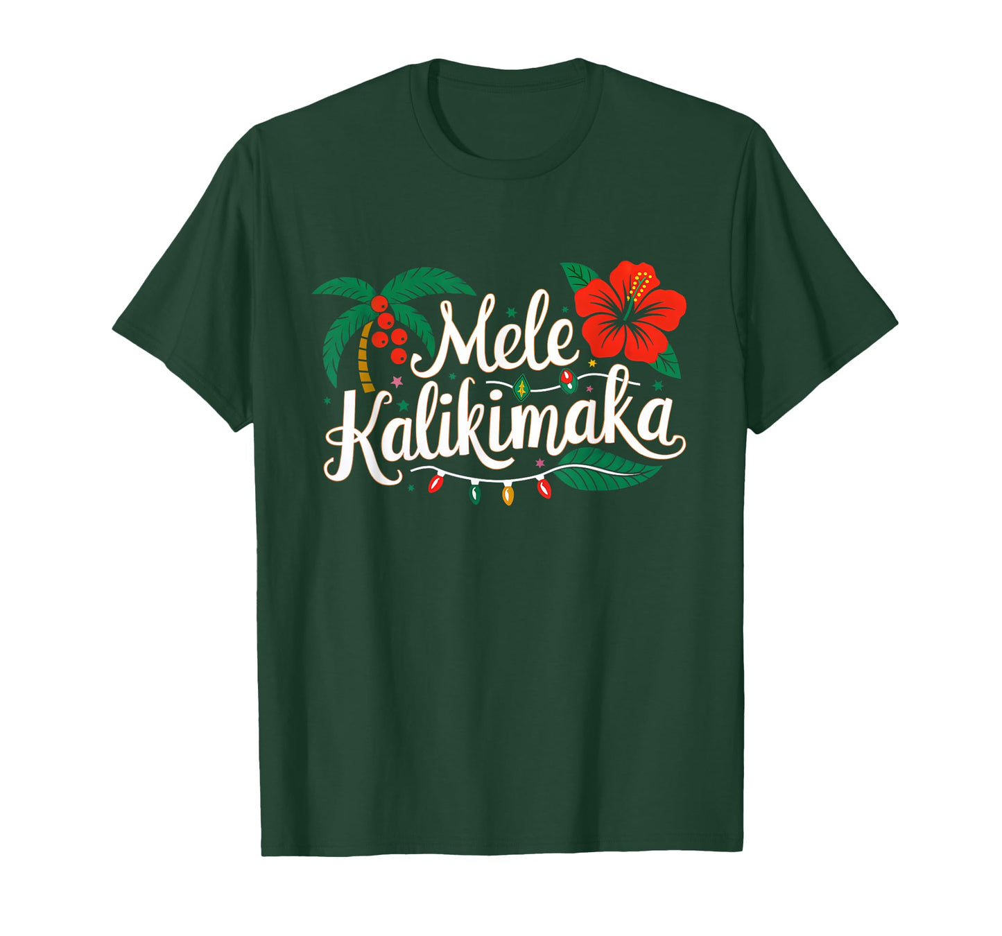 Mele Kalikimaka Hibiscus Palm Waikiki Big Island Christmas T-Shirt