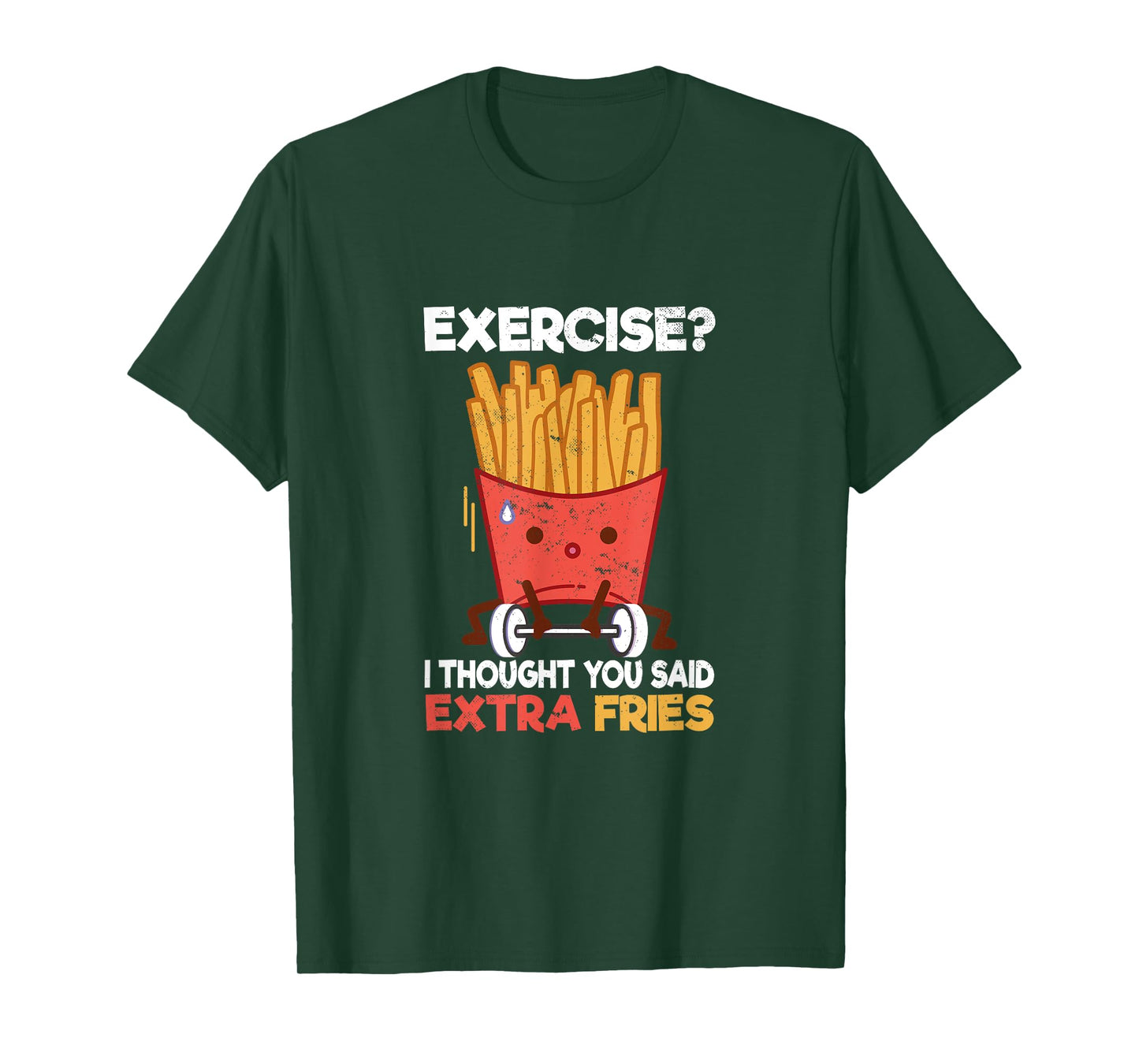 Potato French Fries Fast Food Hamburger Designs Unisex-Adults T-Shirt Black Small Crew Neck Short Sleeve Classic Fit T-Shirt Exercise? I thought you said Extra Fries Fast Food Potato