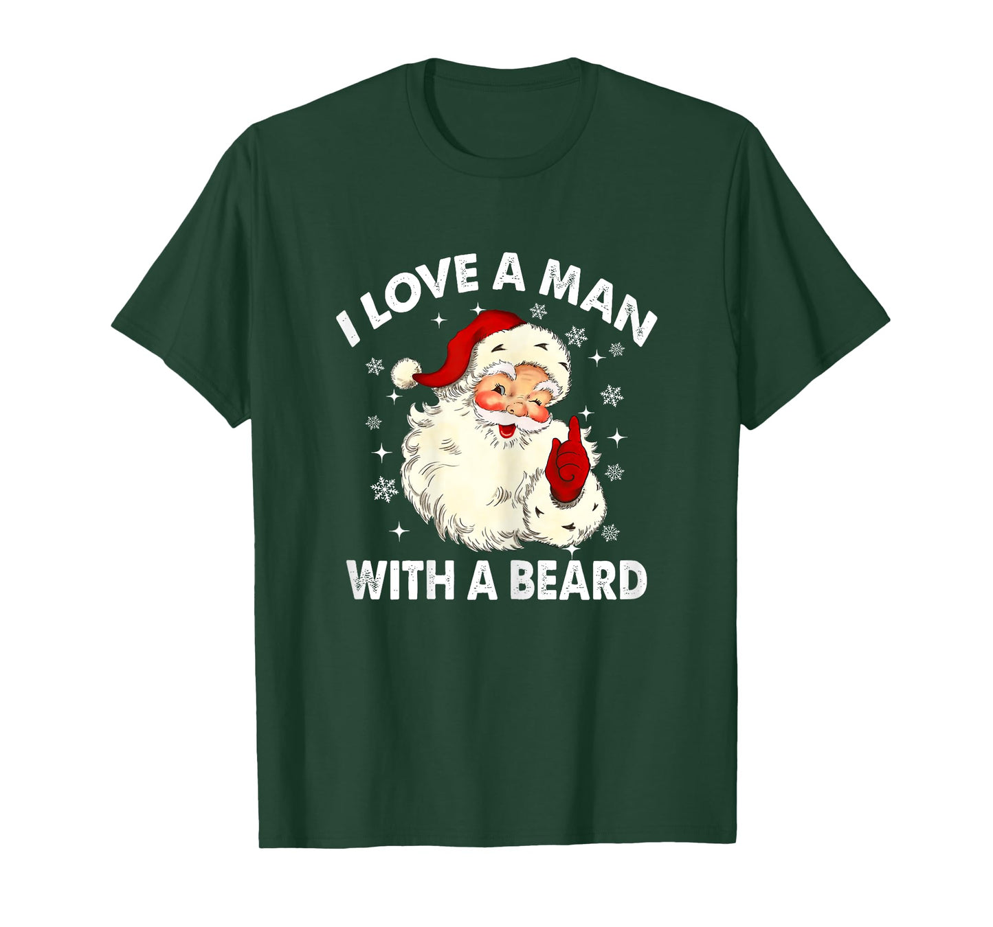 Retro I Love A Man With A Beard Christmas Santa Women T-Shirt