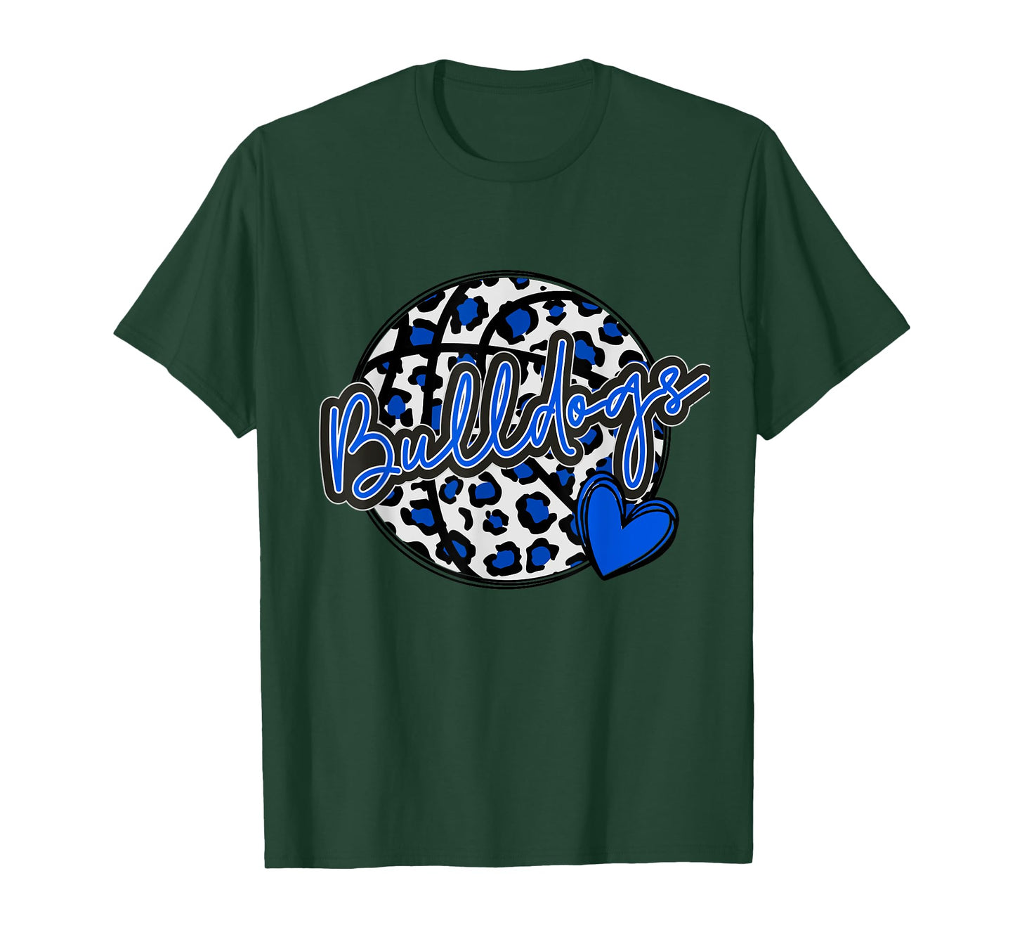 Leopard Cheetah Basketball BULLDOGS Blue Spirit Game Tee T-Shirt