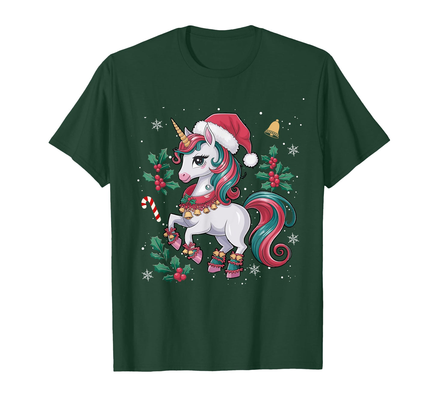 Cute Unicorn Christmas Girls Kids Toddler Xmas Santa Unicorn T-Shirt