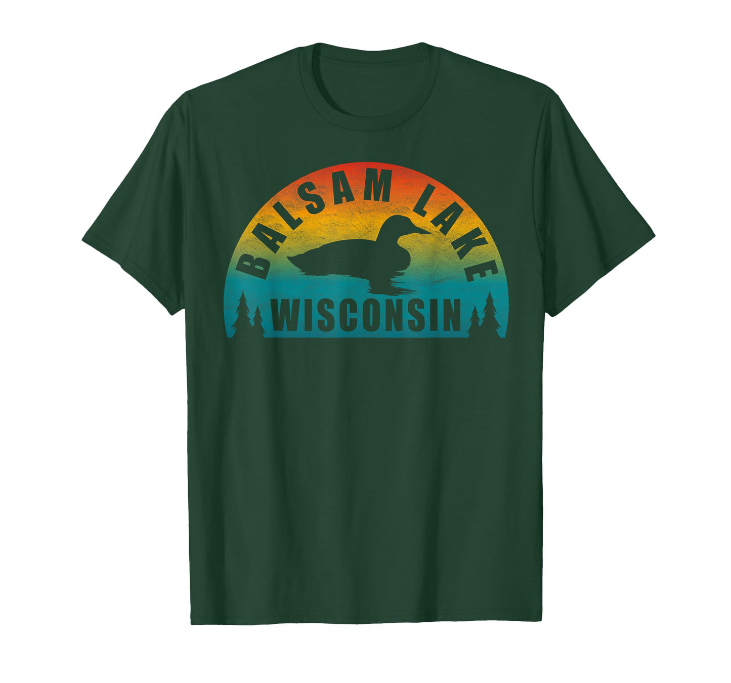 Balsam Lake Northern Wisconsin Sunset Loon T-Shirt