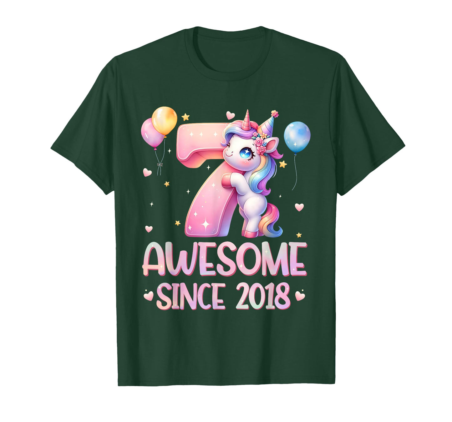 Unicorn 7th Birthday 7 Year Old Unicorn Party Girls Outfit T-Shirt
