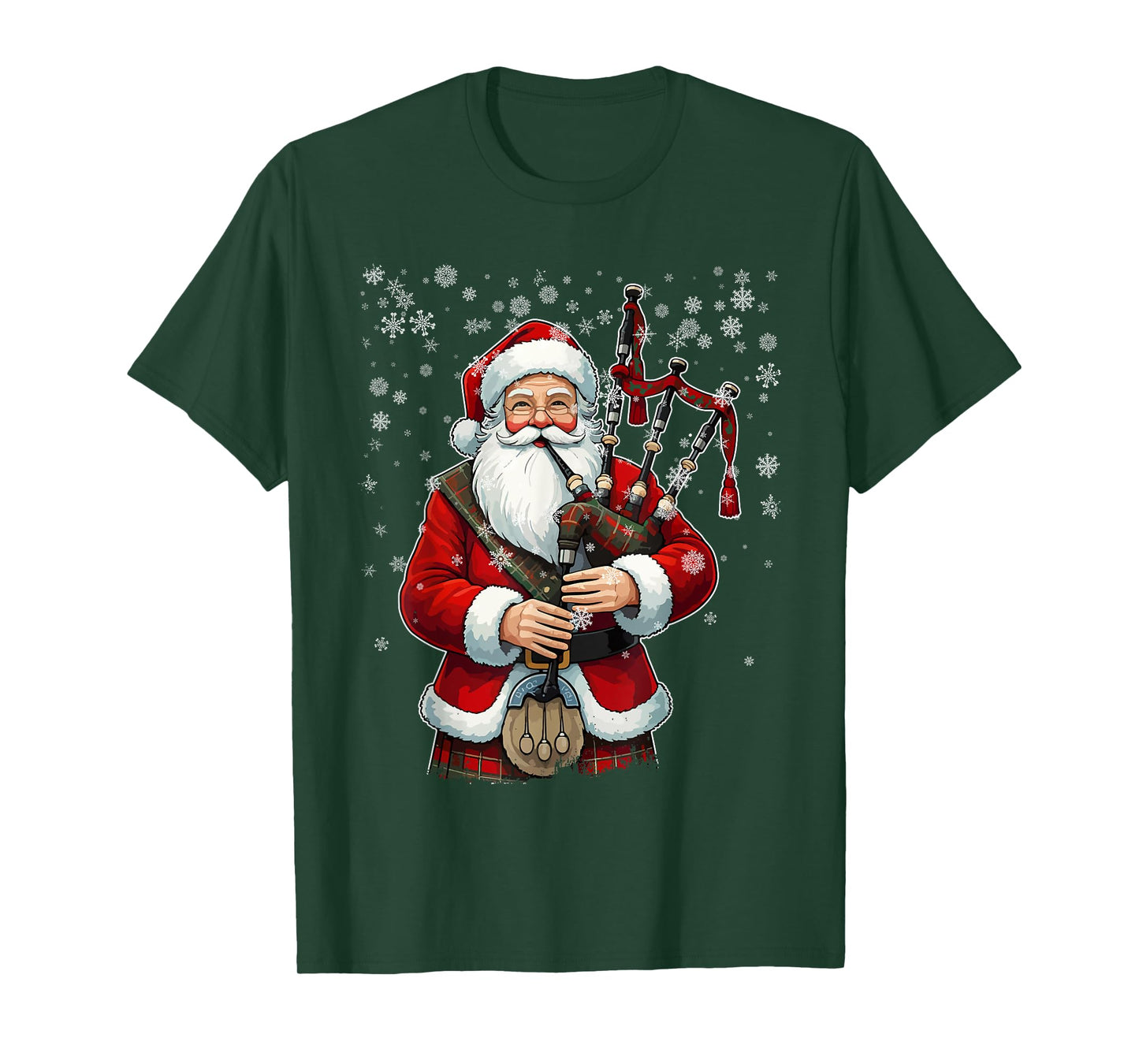 Santa Claus Playing Bagpipes - Funny Bagpiper Player Xmas T-Shirt
