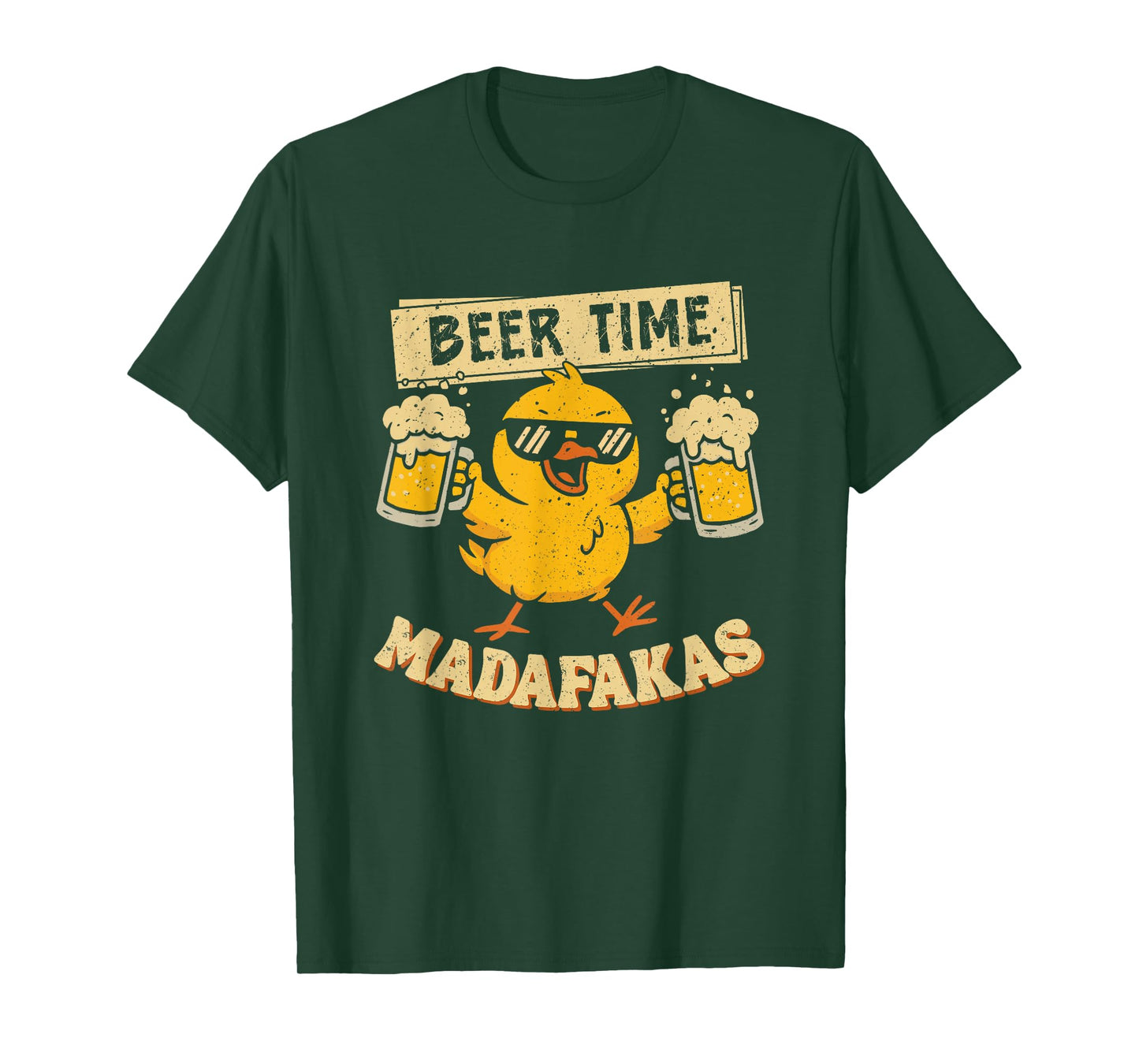 Beer Time Madafakas, Funny Chicken Drinking Meme T-Shirt