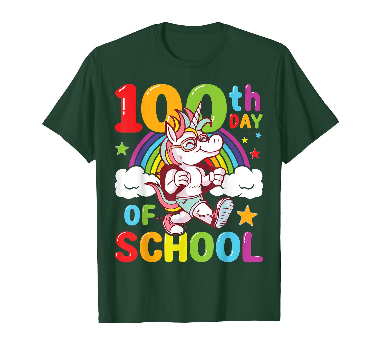 Happy 100th Day of School Unicorn Rainbow 100 Days of School T-Shirt