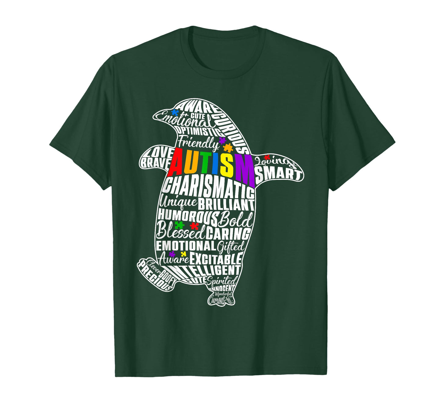 Cute Autism Awareness Word Art Penguin & Puzzle Pieces Kids T-Shirt