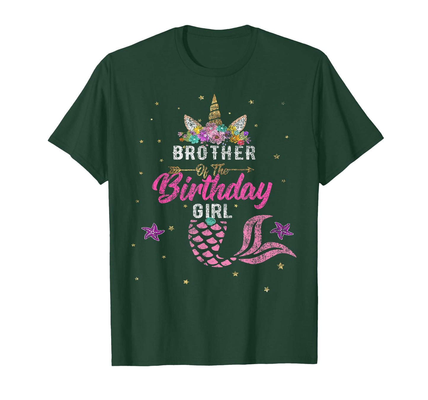 Brother of Birthday Girl Unicorn Shirt Mermaid Tee Gift T-Shirt