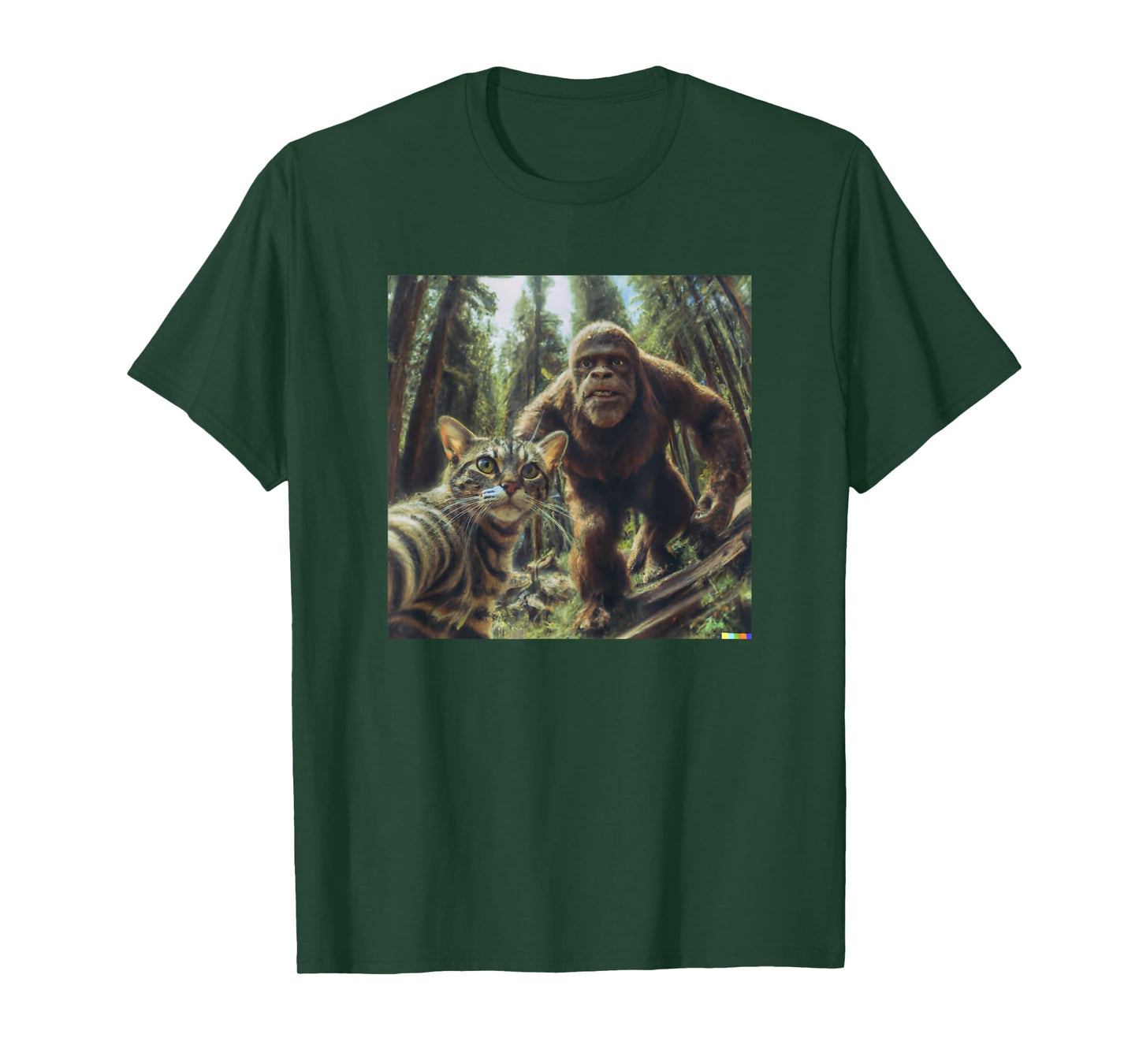 Cat Bigfoot Sasquatch Selfie Photo Funny Retro Classic Humor Men Women Girls Kids T-Shirt