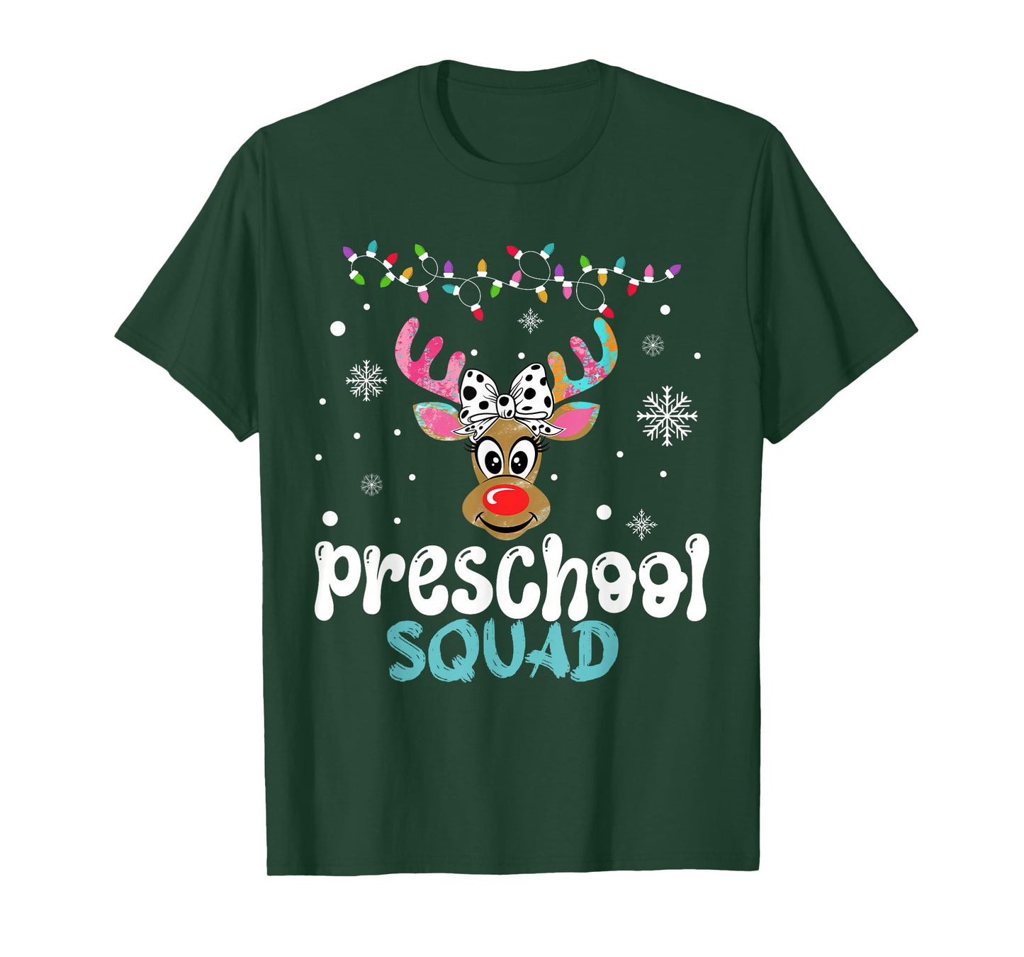 Preschool Teacher Christmas Preschool Squad Reindeer Xmas T-Shirt