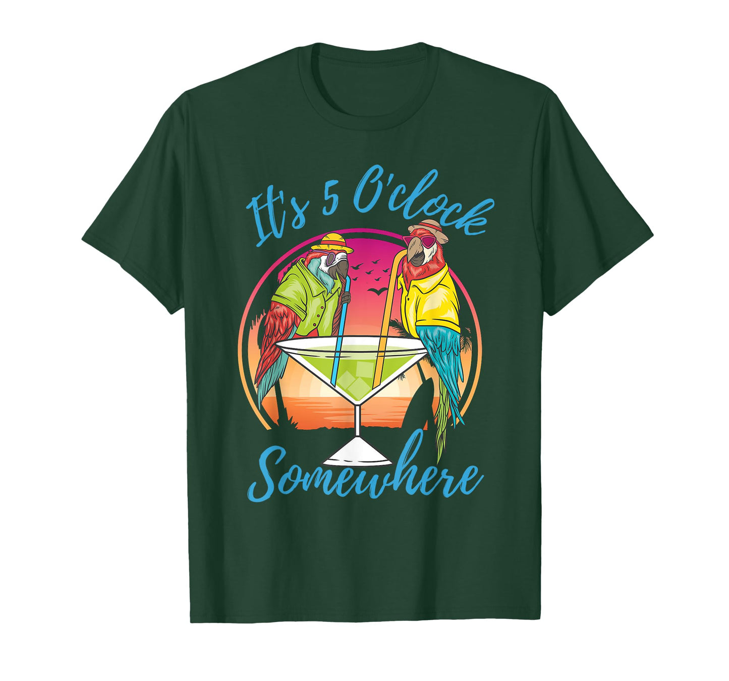 It Is 5 O'clock Somewhere Drinking Parrot T-Shirt