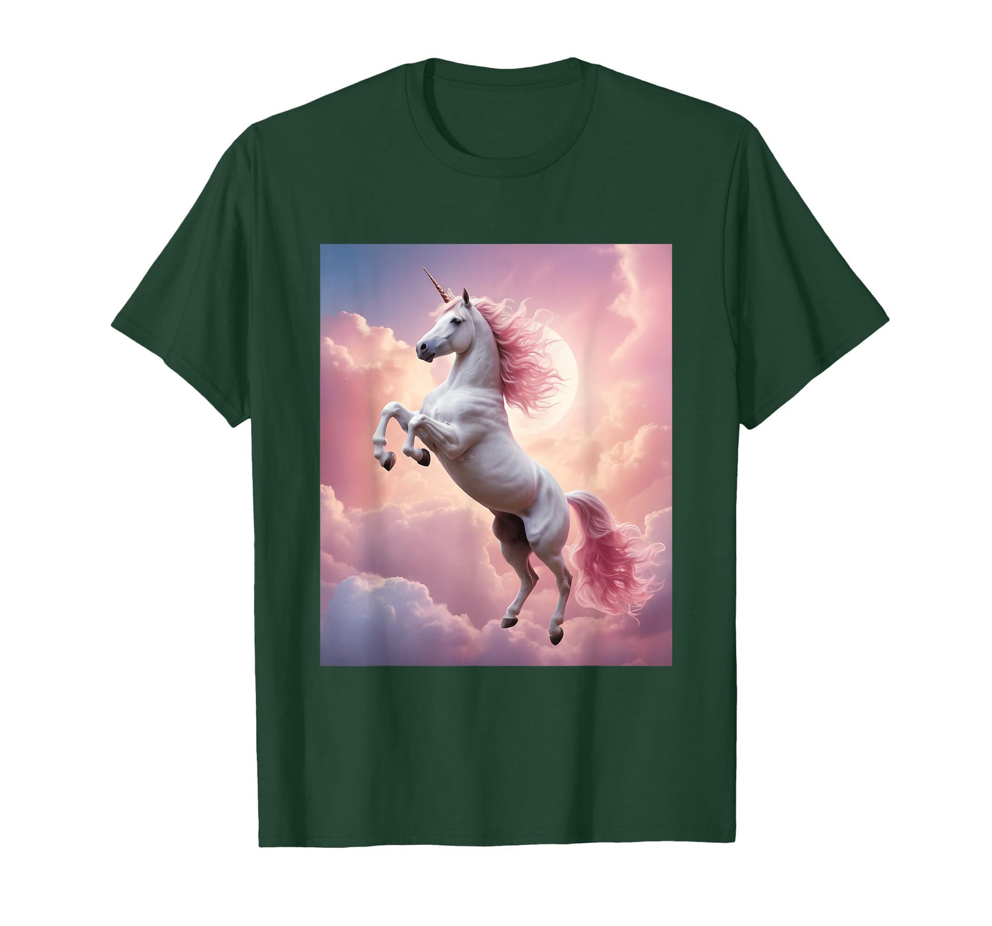 Unicorn Fantasy Magical Cute Pink Clouds Design Print T-Shirt