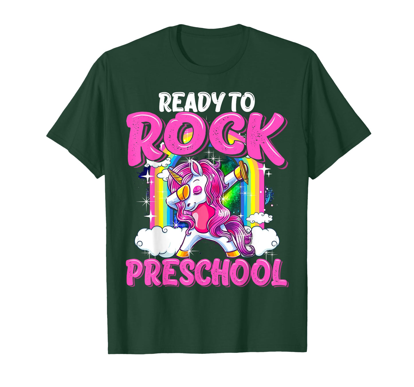Ready To Rock Preschool Dabbing Unicorn Back To School Girls T-Shirt