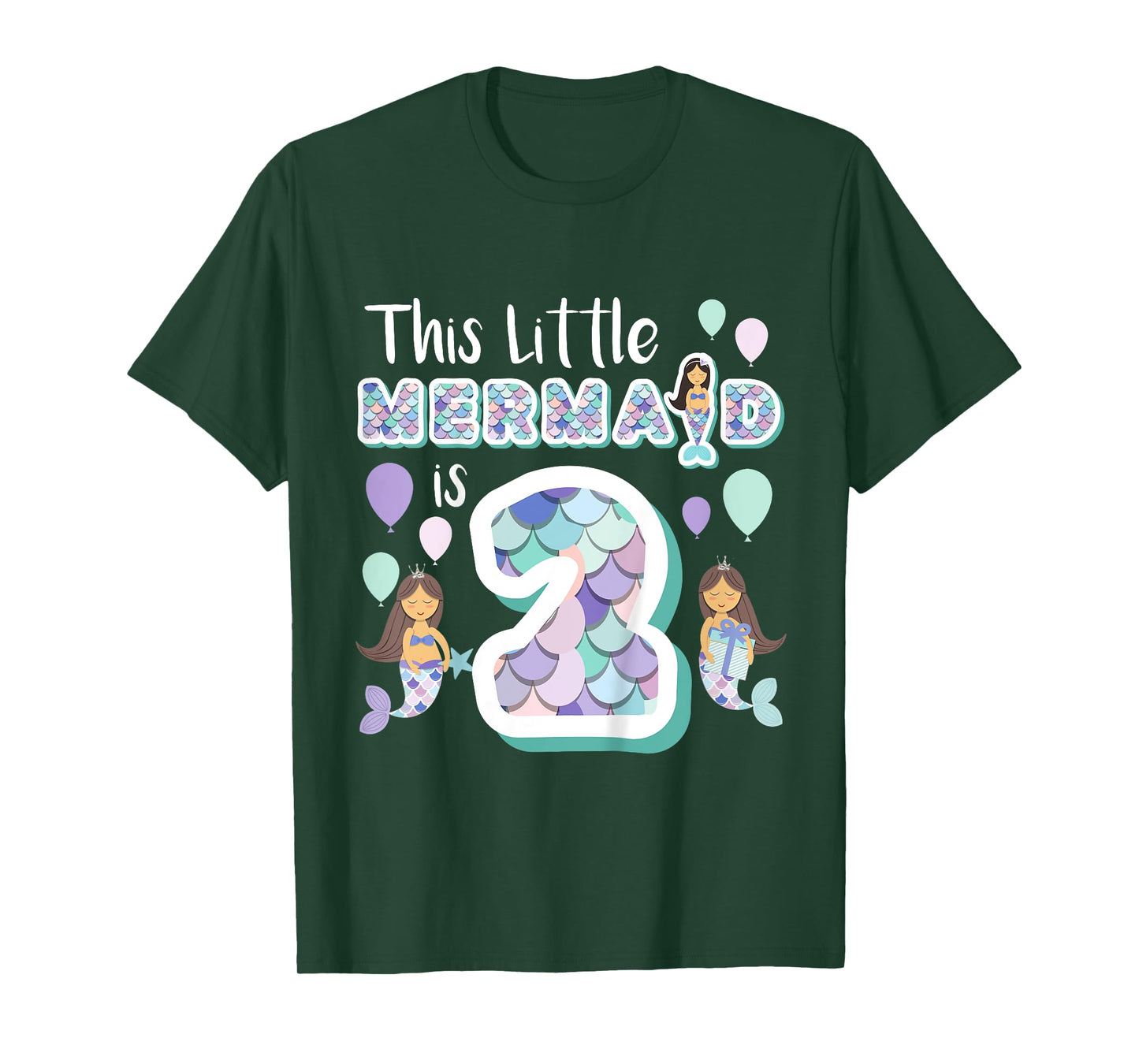 2 Year Old Mermaid Birthday Party Theme Girl 2nd Girls Gift T-Shirt
