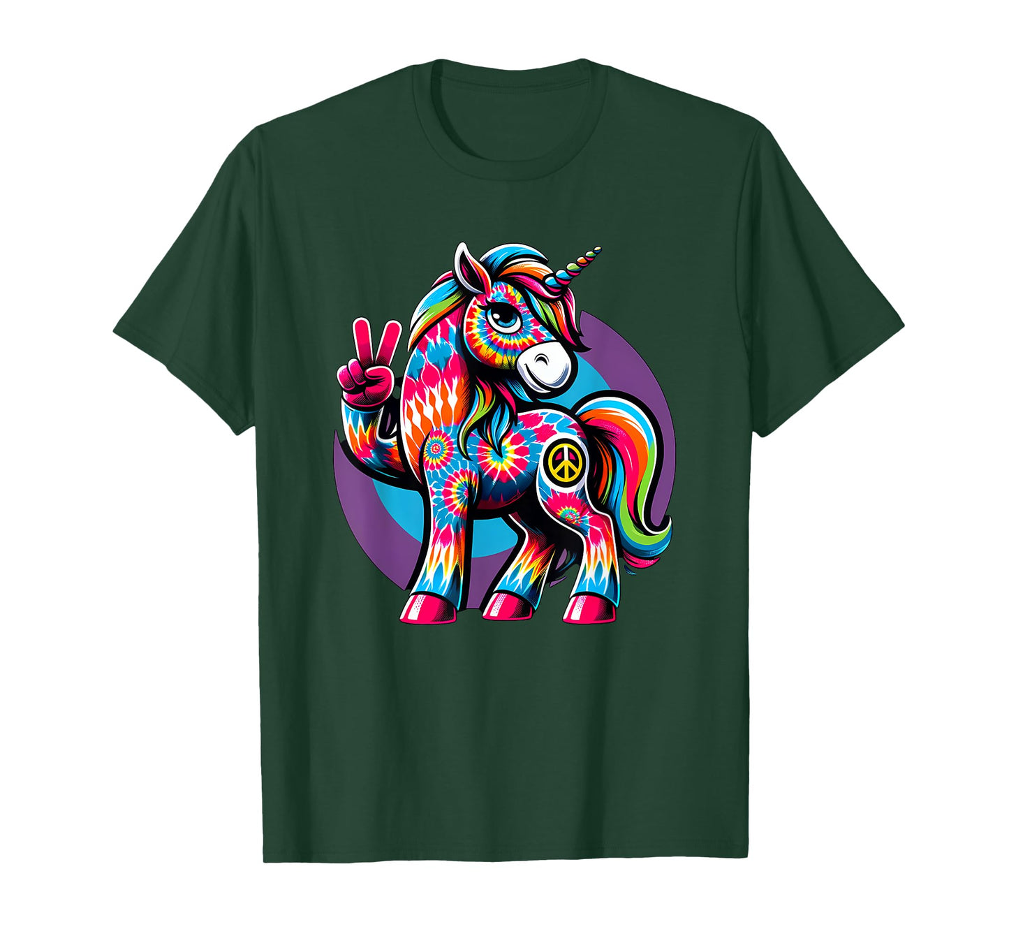 Peace Sign Tie Dye Unicorn T-Shirt
