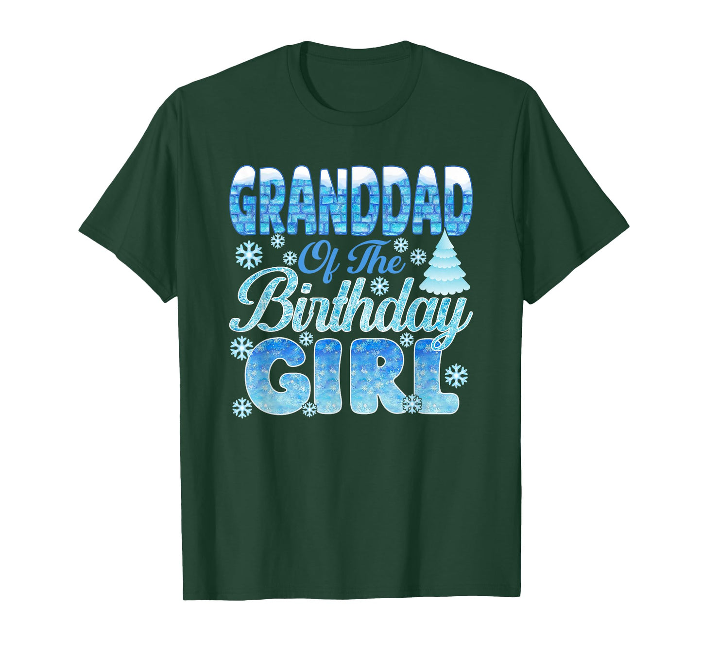 Granddad of The Birthday Girl Snowflakes Themed Matching T-Shirt
