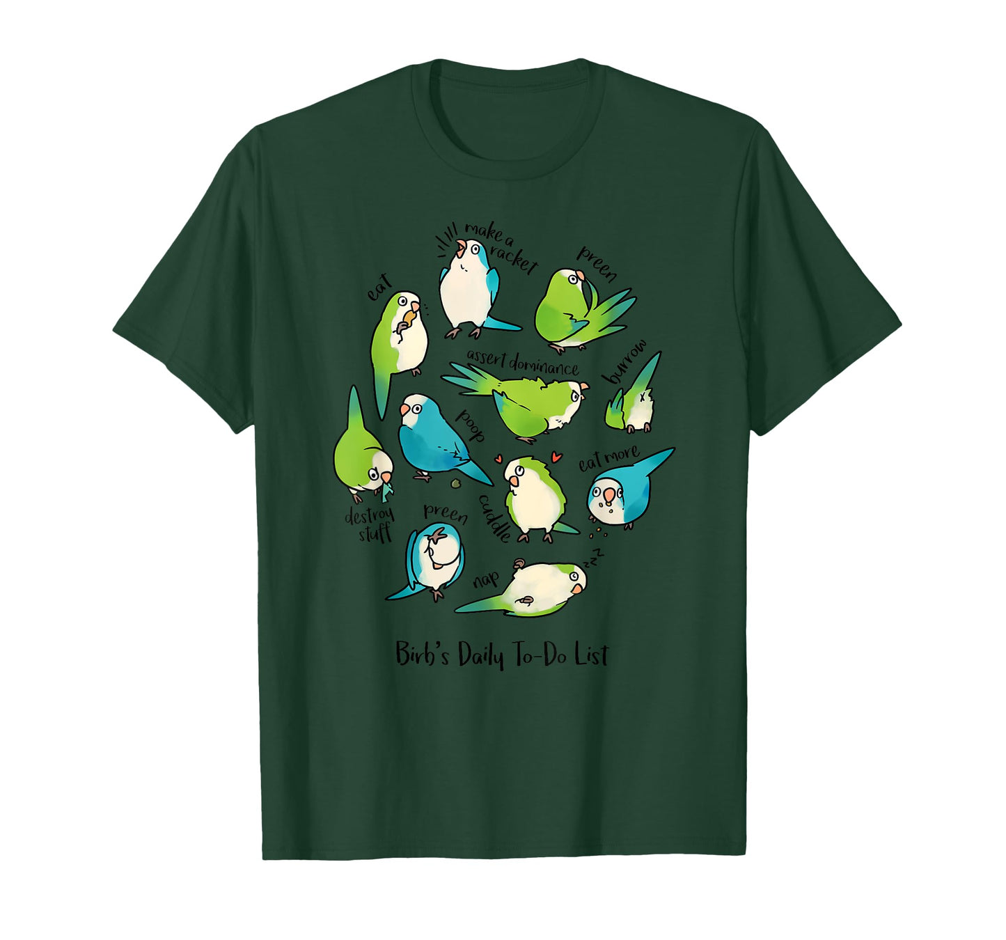 Quaker Parrot Daily To-Do List T-Shirt