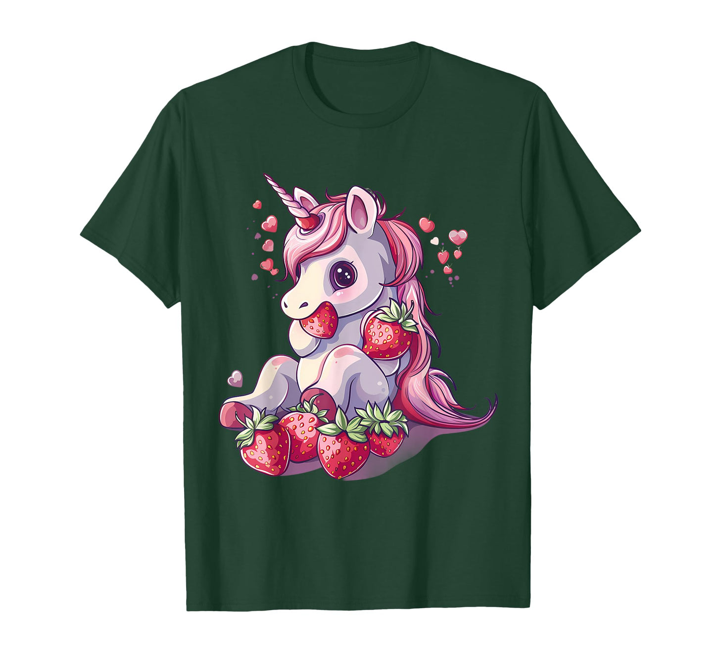 Strawberry Unicorn Cute Strawberries Drawing Motif T-Shirt