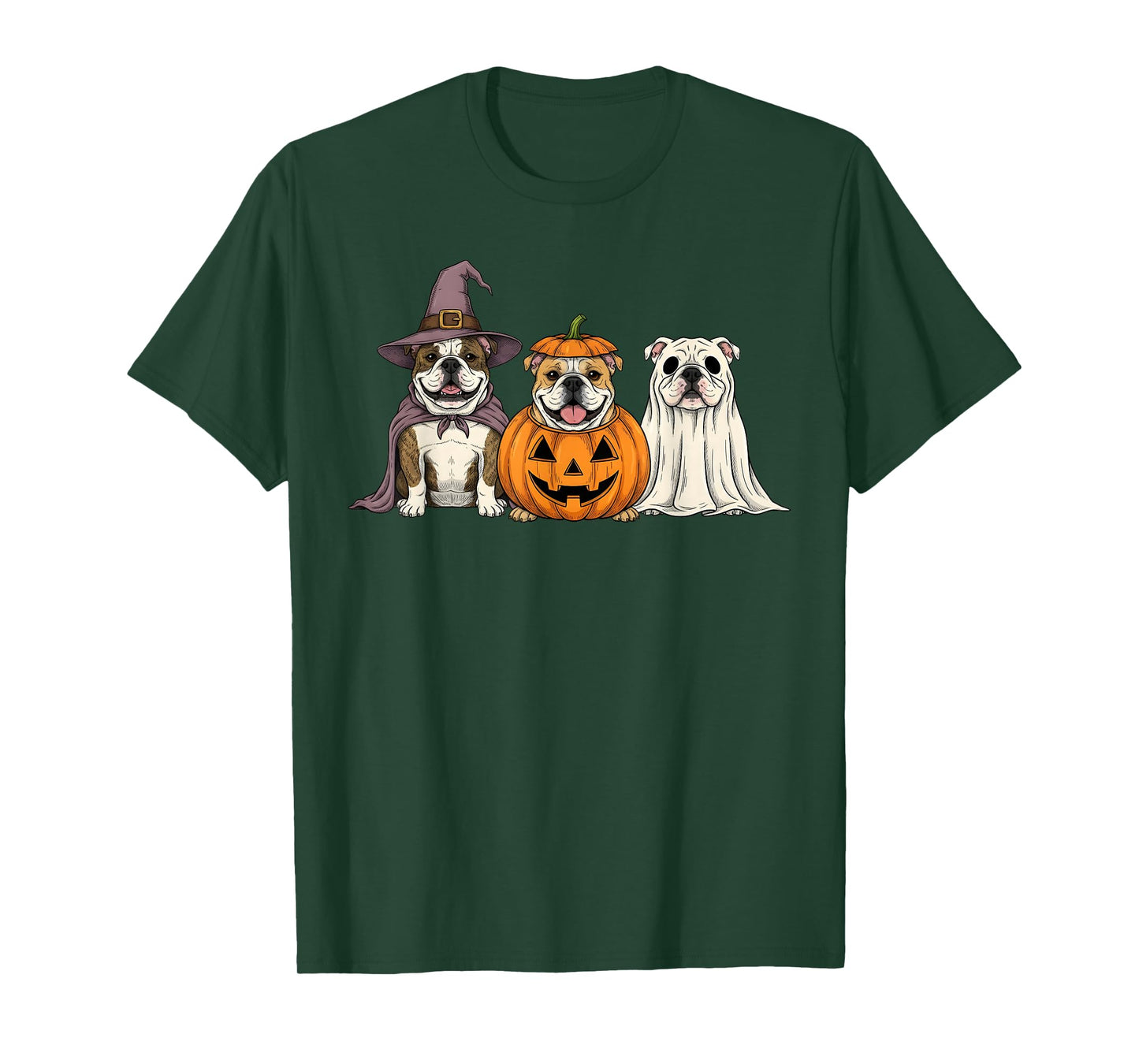 Spooky Ghost English Bulldog Pumpkin Halloween Dog Lover T-Shirt