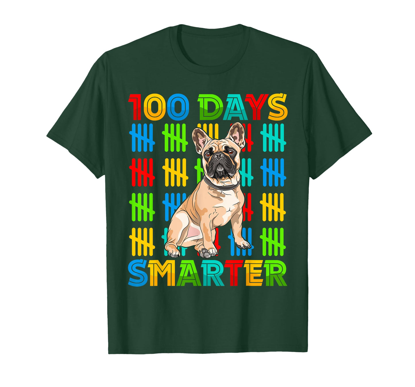 100 Days Smarter Frenchie Dog Lovers 100 Days Of School Kids T-Shirt
