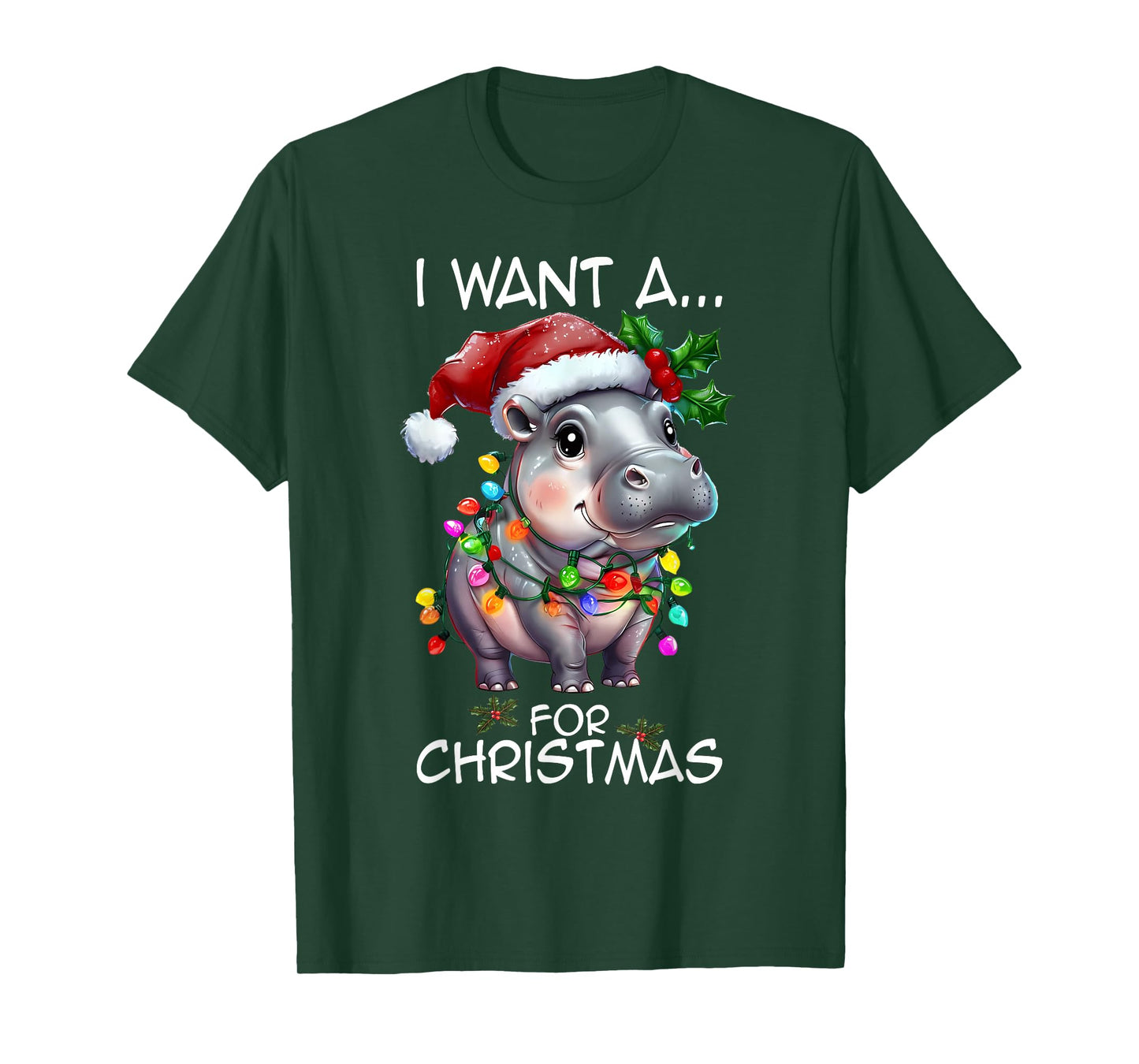 I Want A Hippopotamus For Christmas Hippo Lovers Xmas Kids T-Shirt
