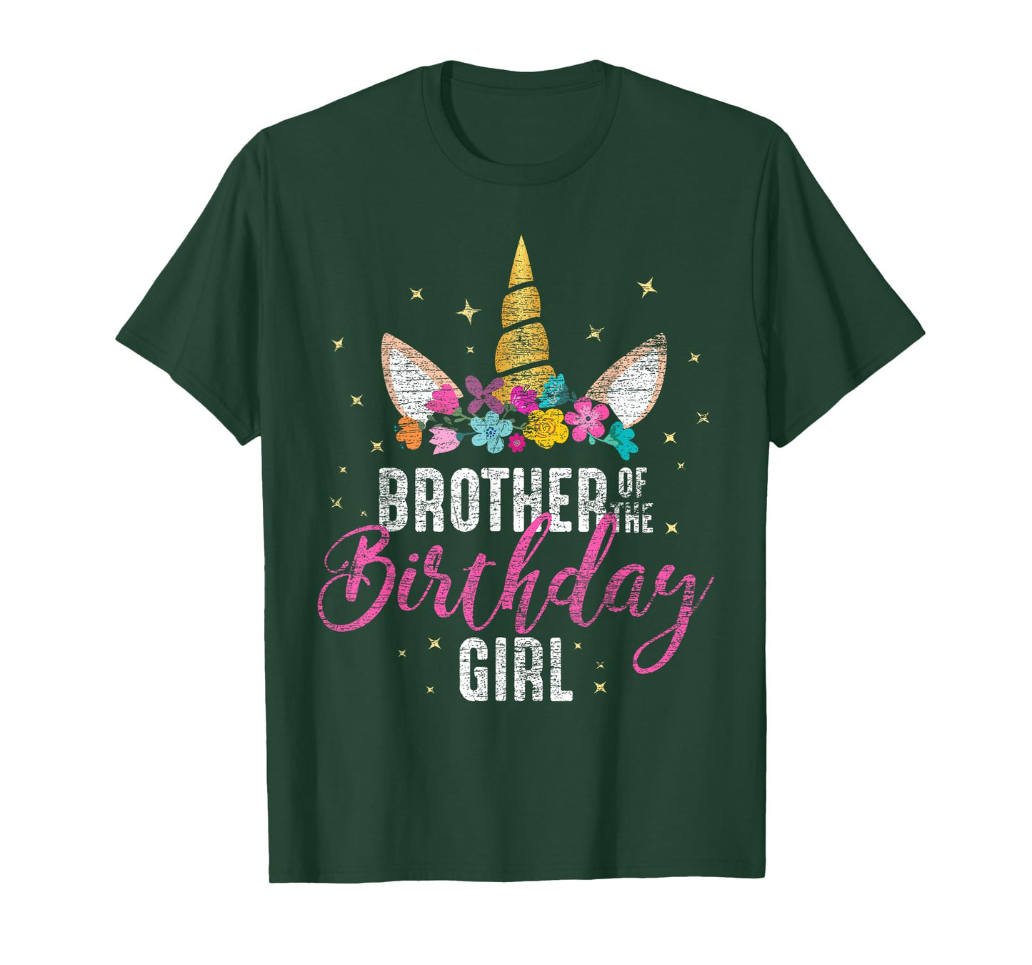Brother Of The Birthday Girl Sibling Gift Unicorn Birthday T-Shirt