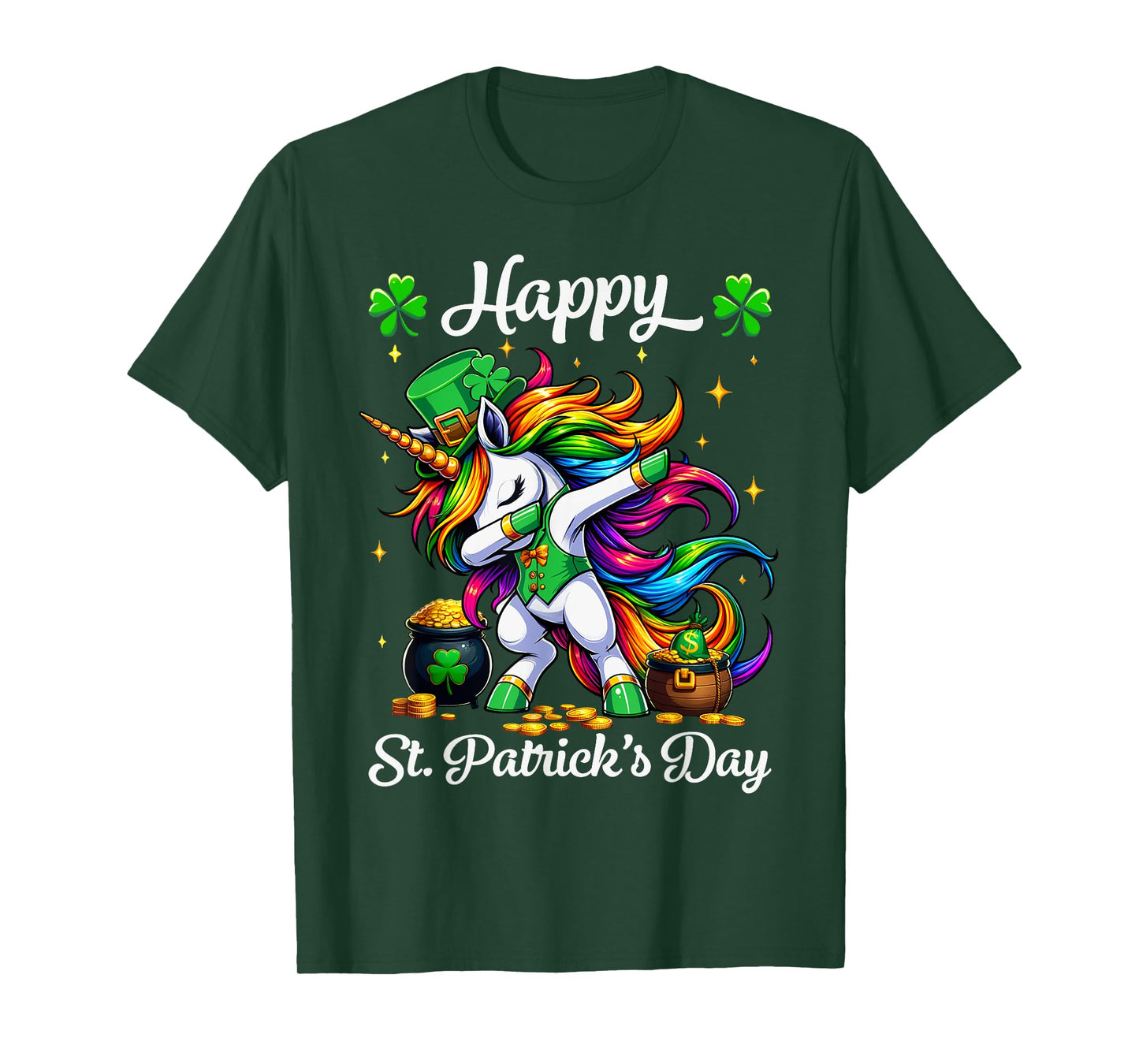 St Patricks Day Dabbing Unicorn Girls Happy St Paddys day T-Shirt