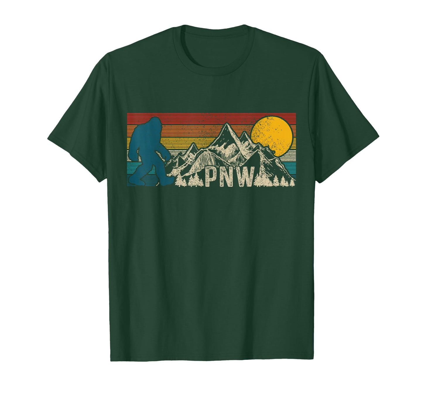 PNW Pacific Northwest Bigfoot Vintage Nature Outdoor T-Shirt