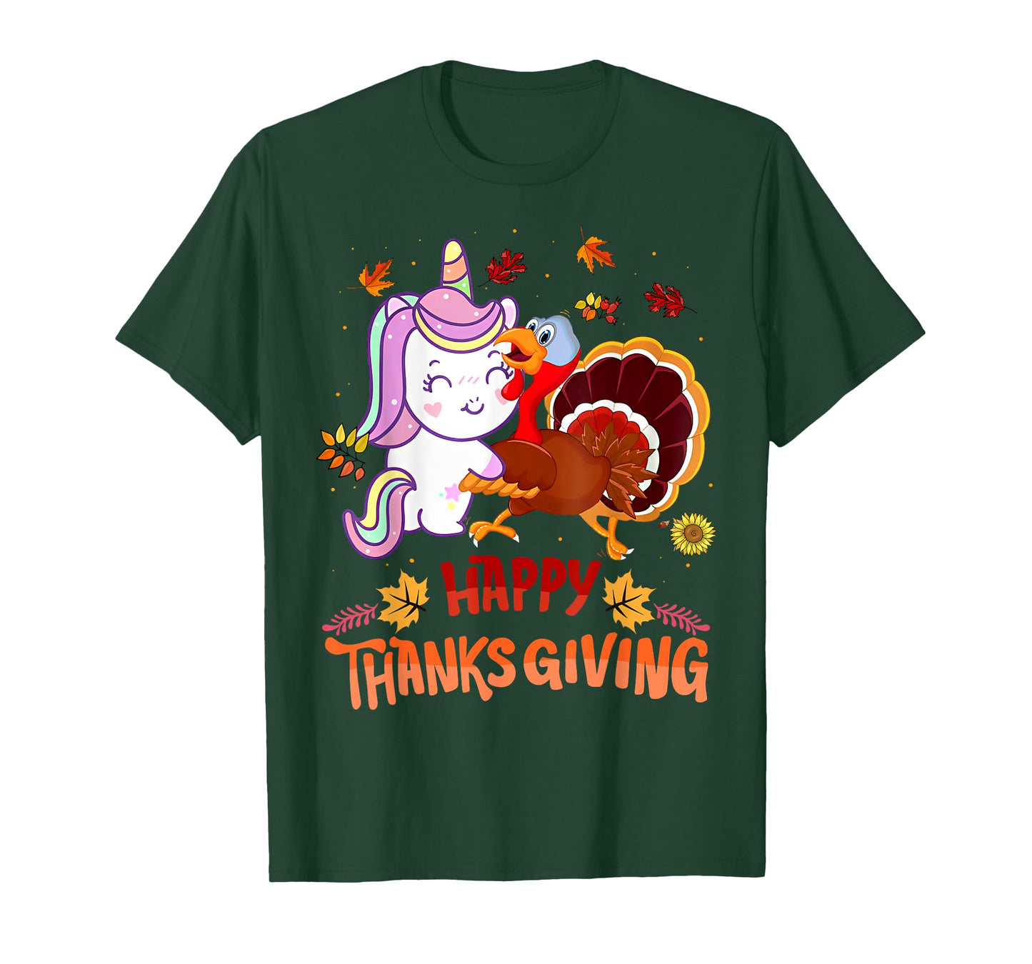 Unicorn Thanksgiving Shirt Girls Kids Toddler Turkey Unicorn T-Shirt