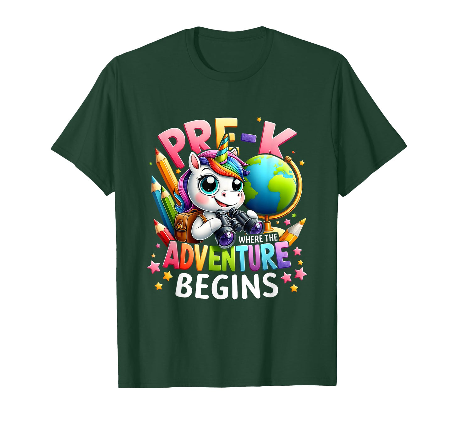 Cute Unicorn School Teacher Pre-K Where The Adventure Begins T-Shirt for Men Women Kids