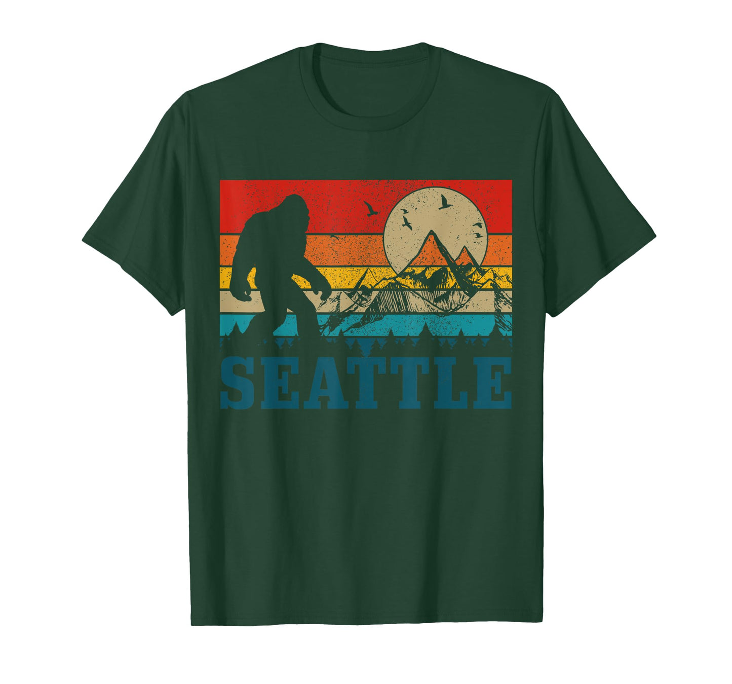 Seattle Washington Bigfoot Vintage Mountains Funny Gift T-Shirt