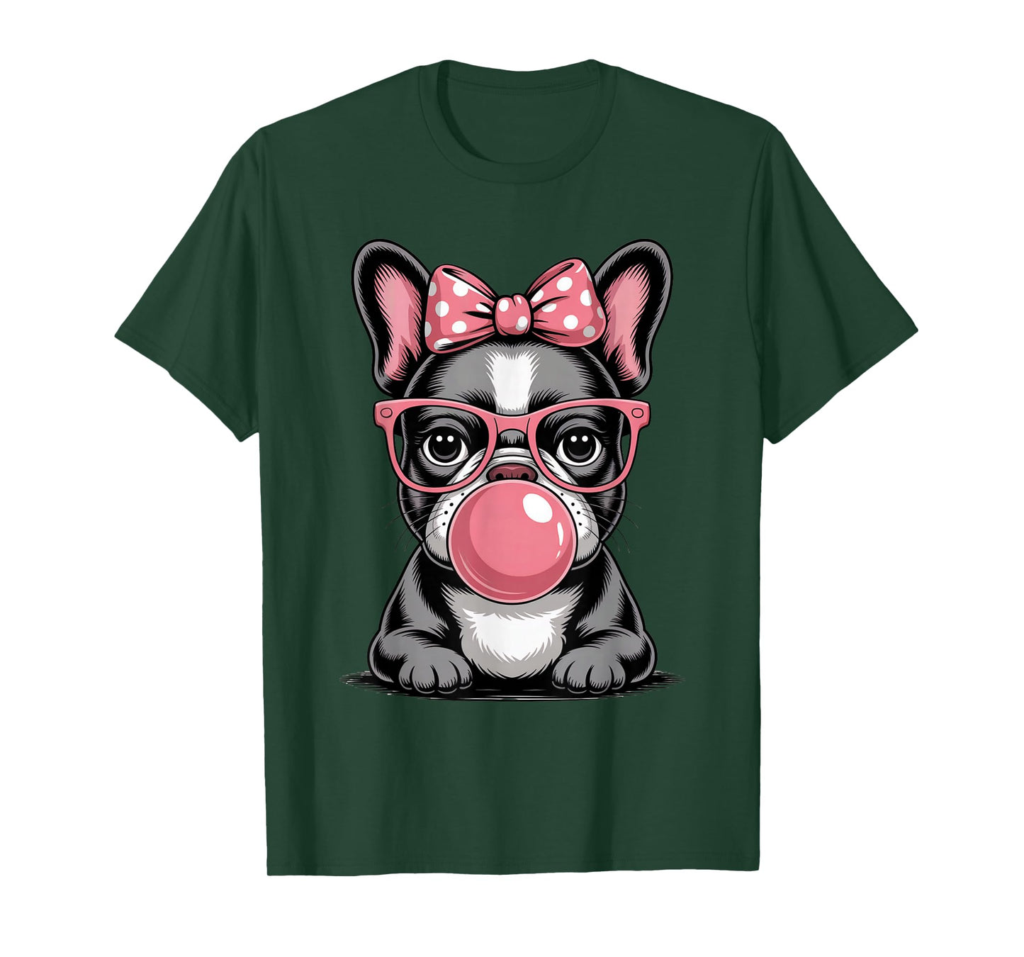 Cute French Bulldog Bubble Gum For Women Vintage Frenchie T-Shirt