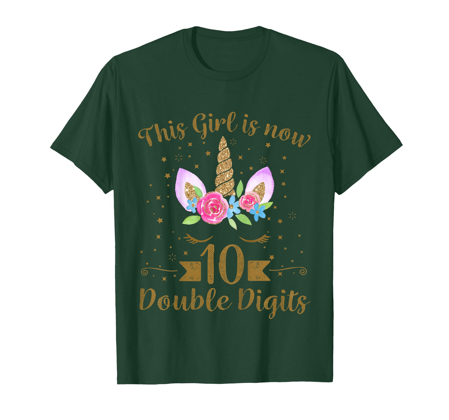Kids This Girl Is Now 10 Double Digits 10th Birthday Unicorn T-Shirt