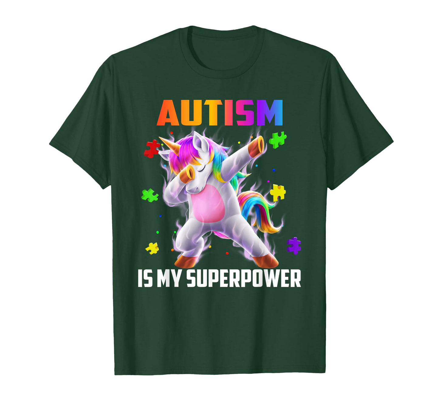 Autism Is My Superpower Dabbing Unicorn Gift Kids Boys Girls T-Shirt
