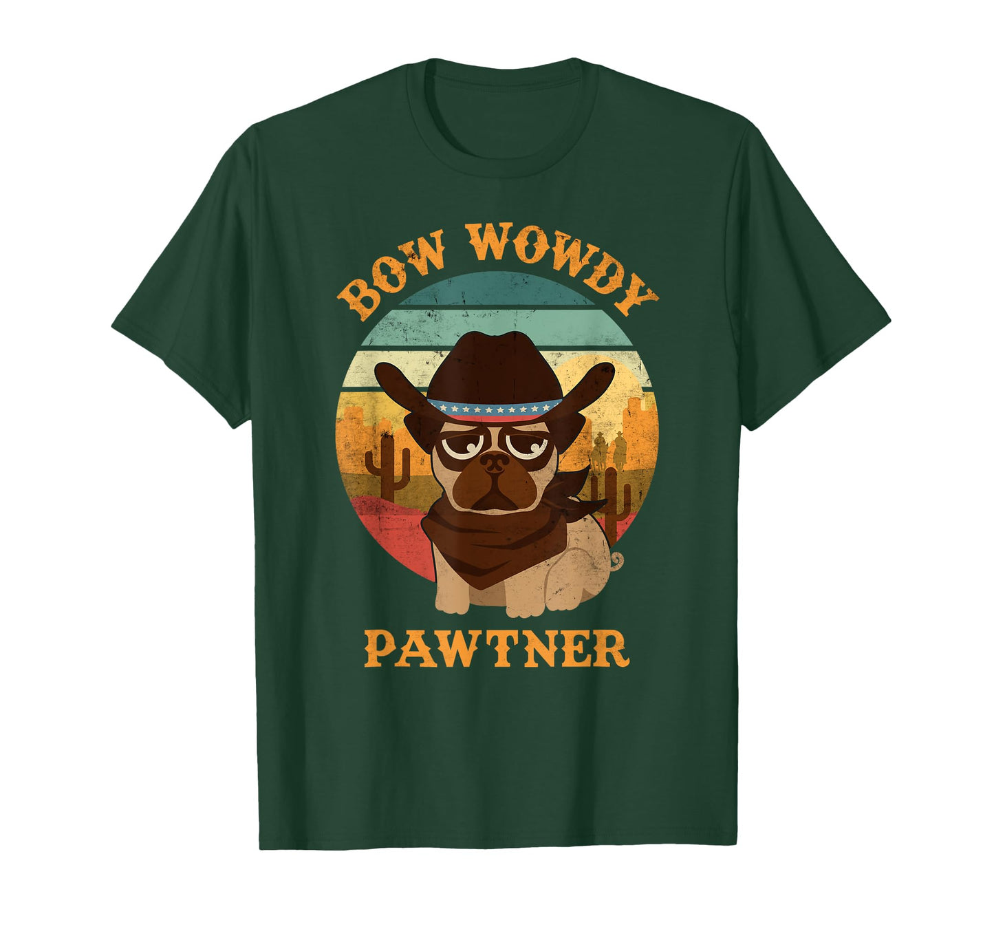 Bow Wowdy Pawtner cute cowboy dog dawg vintage western Tee T-Shirt