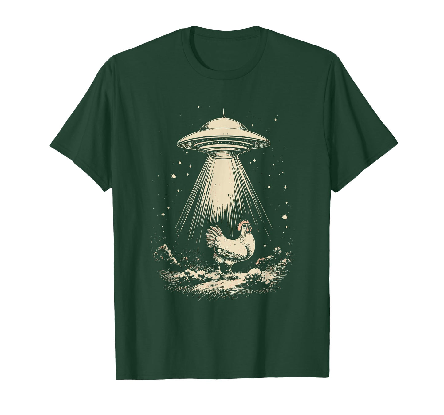Funny UFO Chicken Abduction Vintage Alien Beam Chicken Lover T-Shirt