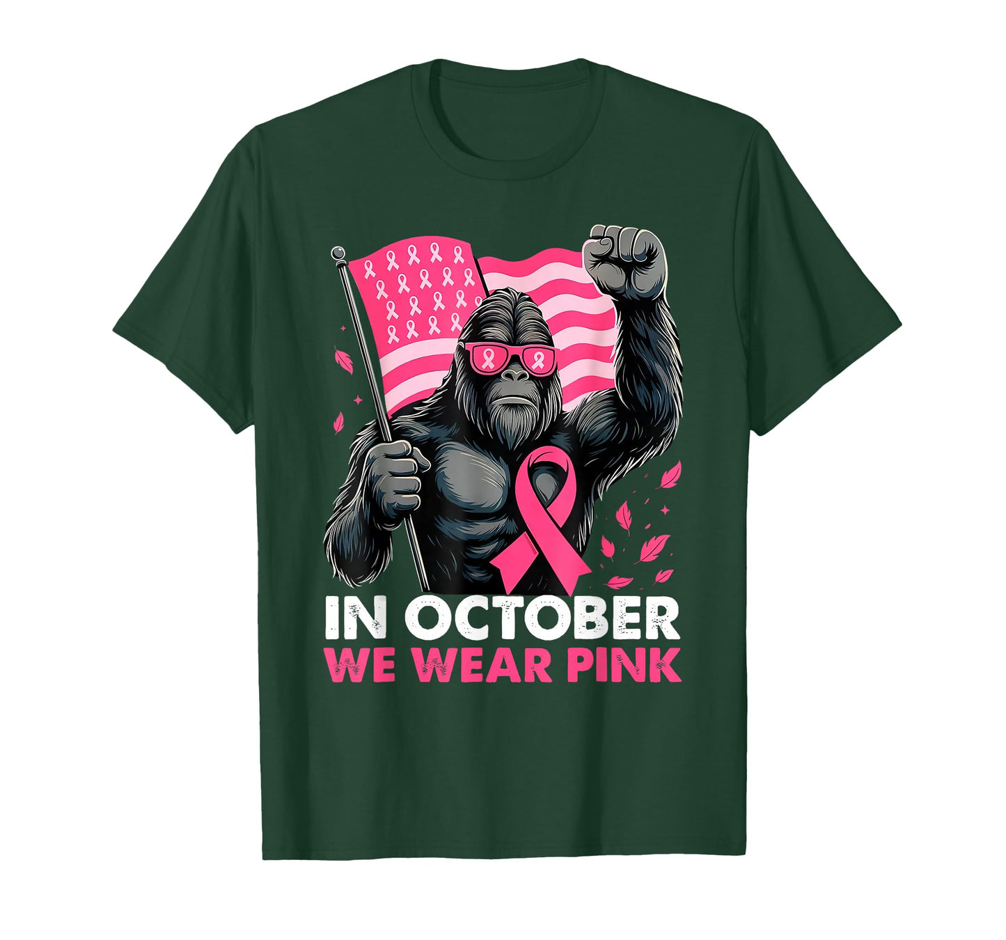 Bigfoot Breast Cancer Awareness Month Pink Ribbon Women Men T-Shirt