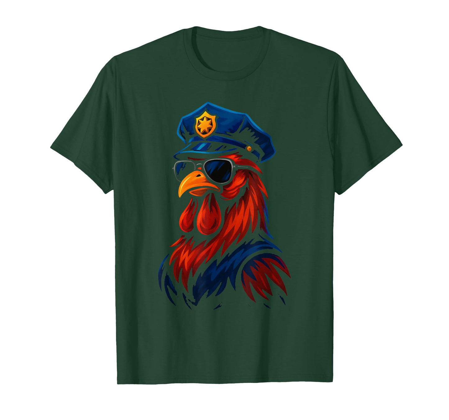 Funny Chicken Police Officer Cartoon Cop Costume Rooster T-Shirt