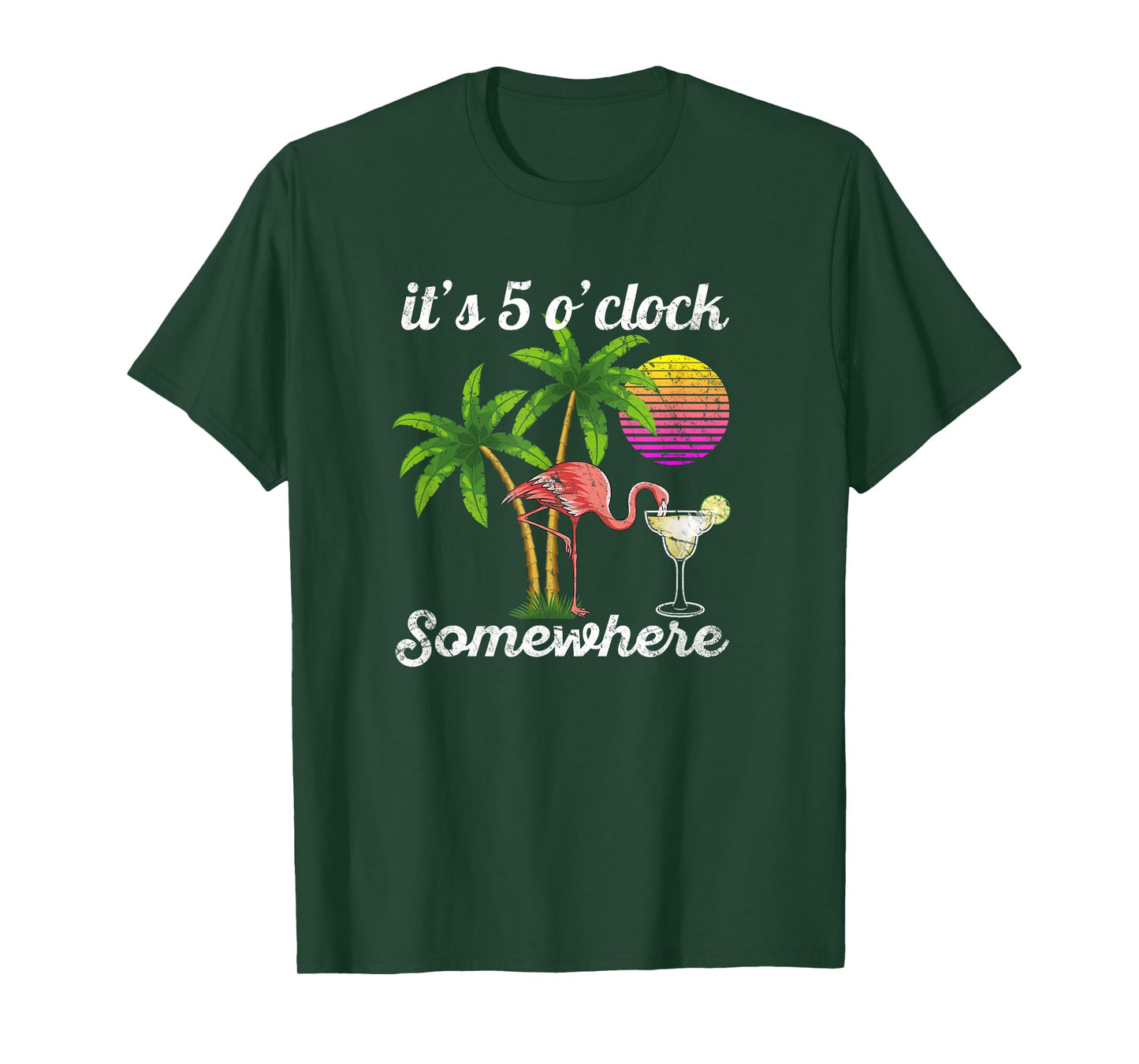 it's 5 o'clock somewhere. Tropical Flamingo margarita T-Shirt
