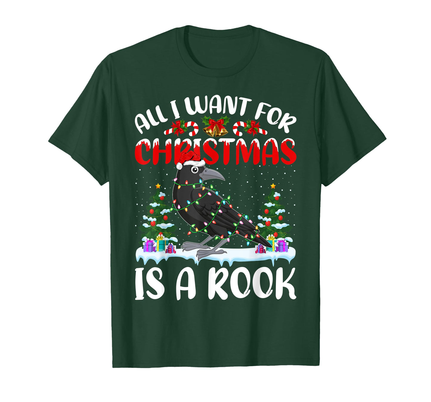 Funny Santa Hat All I Want For Christmas Is A Rook Bird T-Shirt