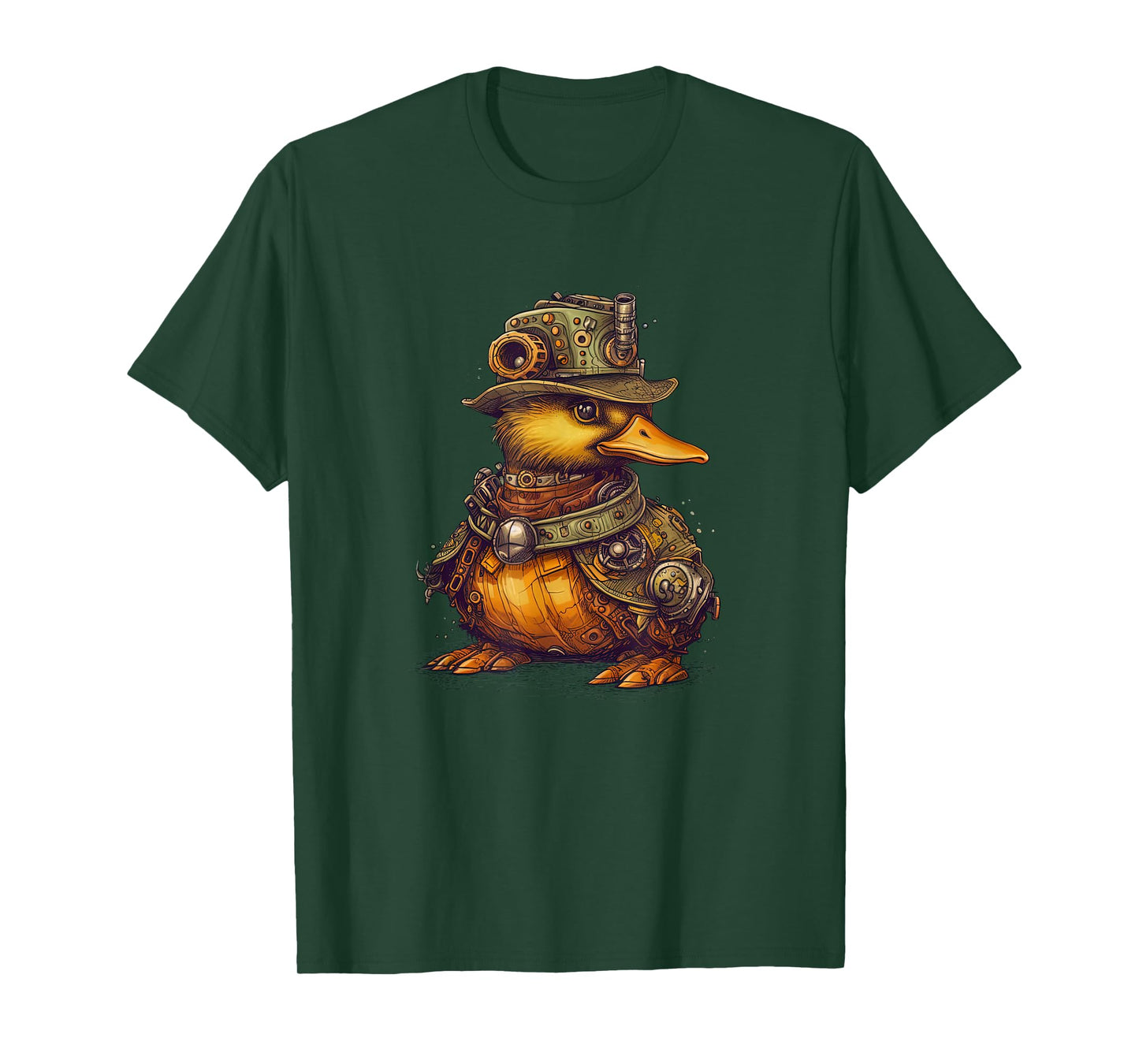 Duck in steampunk mechanical gear, vibrant bird T-Shirt