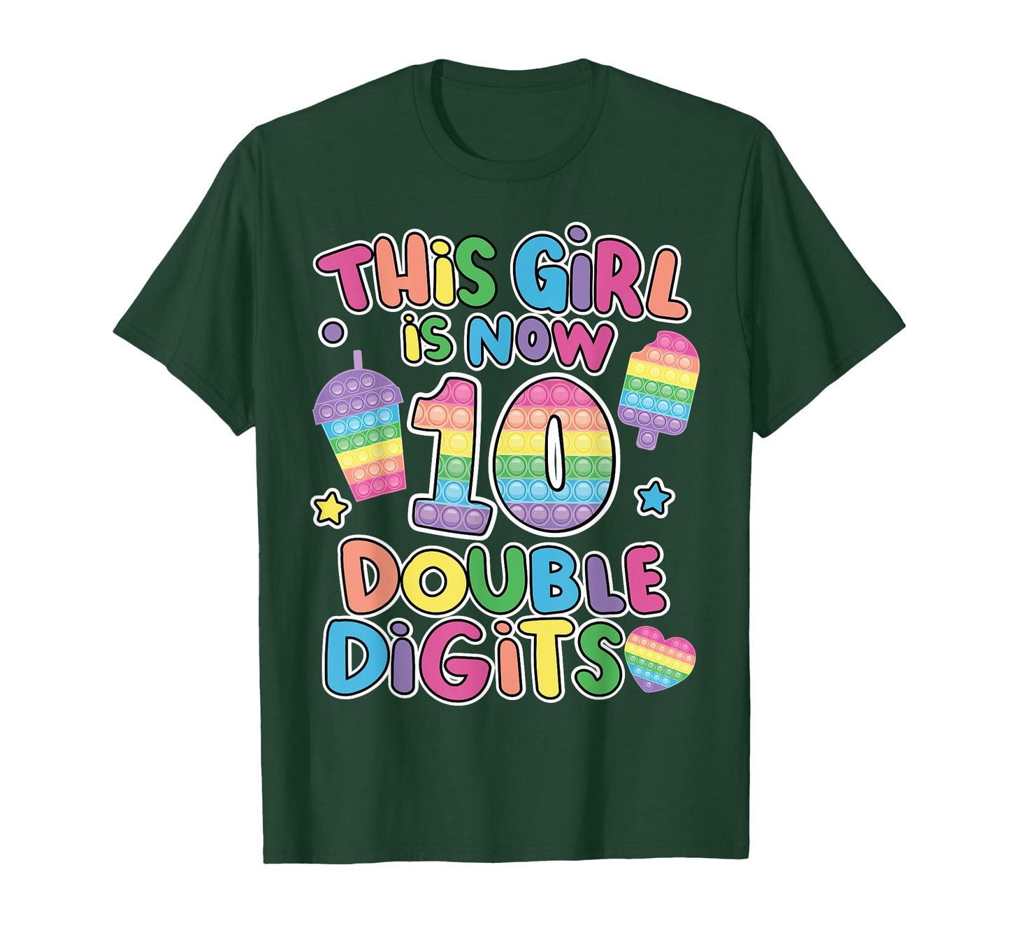 This girl is now 10 double digit Pop It 10th Birthday Fidget T-Shirt