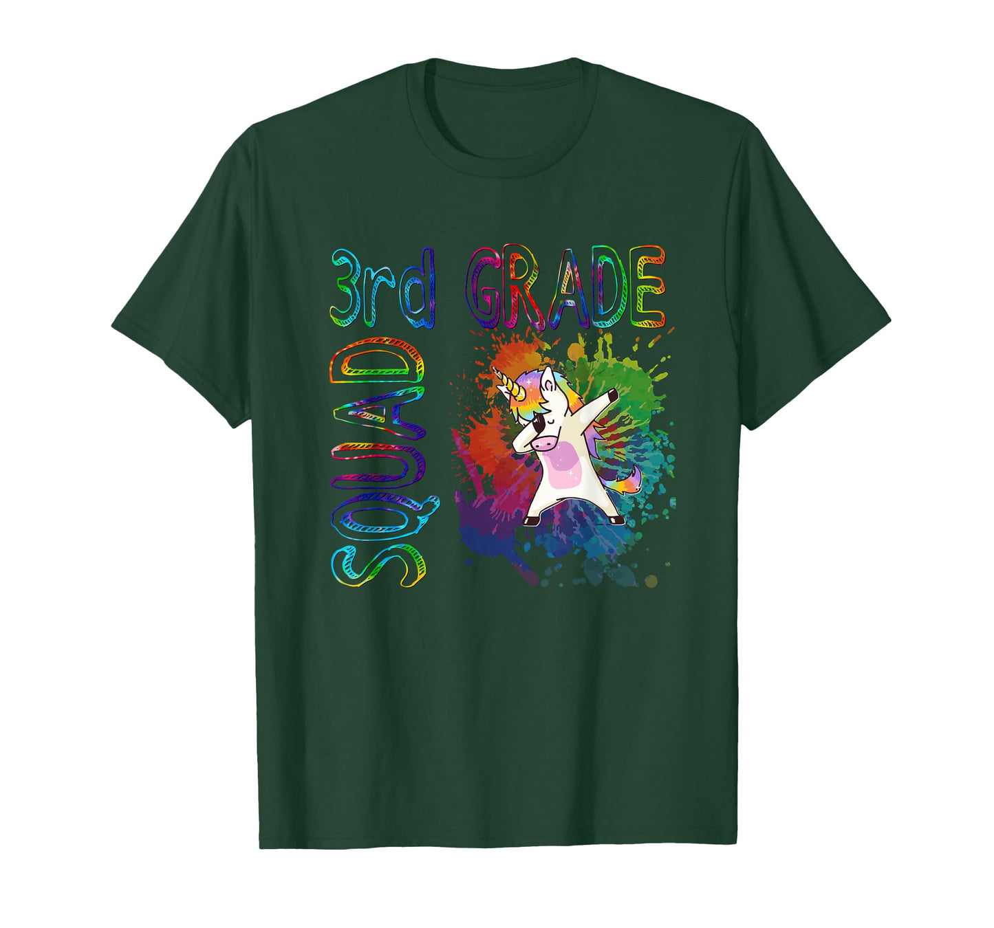 3rd Grade Squad Third Grade Dabbing Unicorn Tie Dye Design T-Shirt