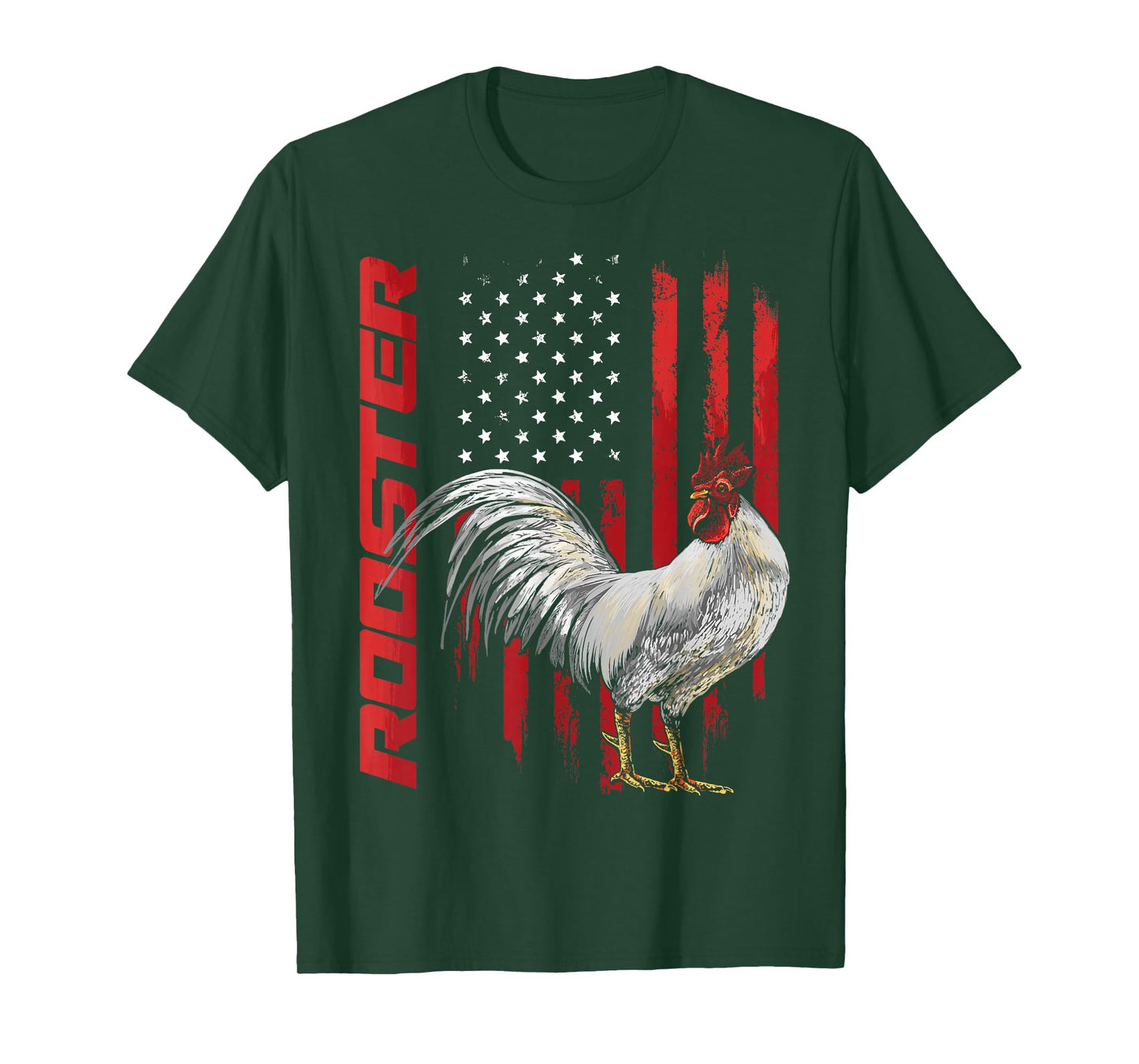 Rooster Chicken American Flag USA Fighting Cock T-Shirt
